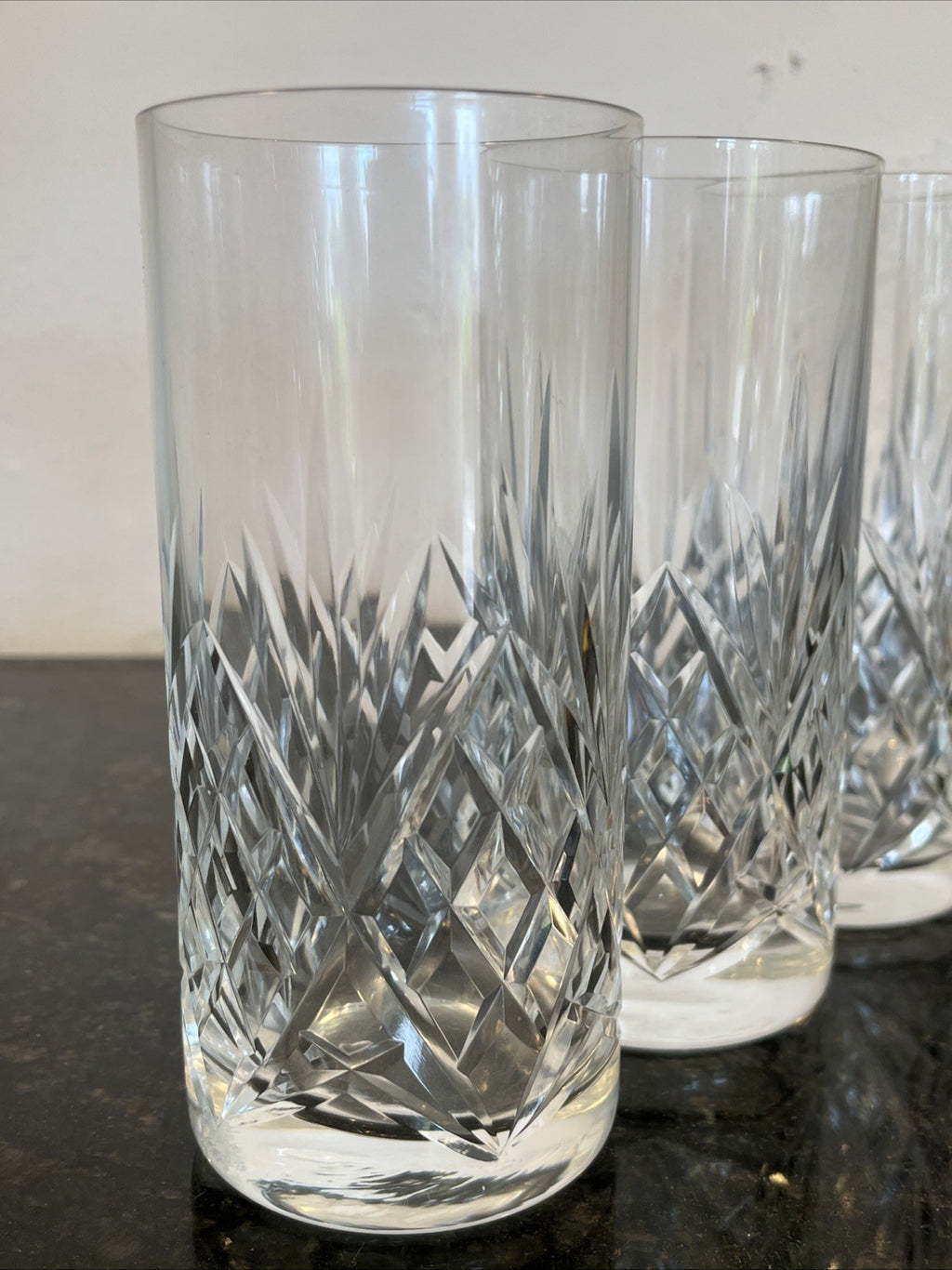 Georgian Style Crystal Highball Glasses Set 4 Cut Lead Crystal Tumblers