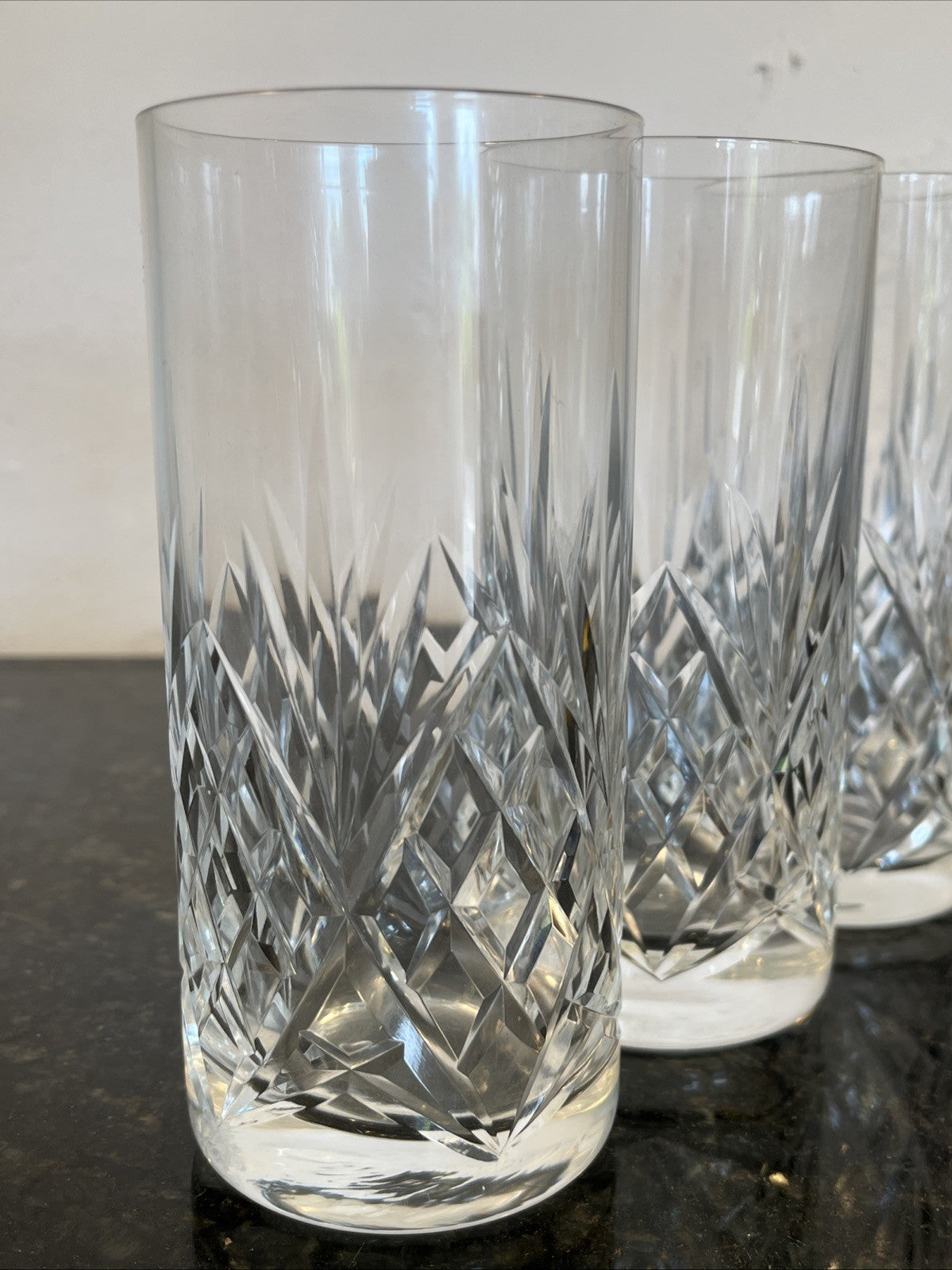 Georgian Style Crystal Highball Glasses Set 4 Cut Lead Crystal Tumblers