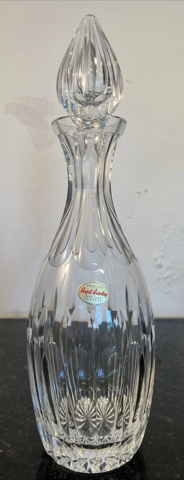 Royal Brierley Crystal Decanter Matching Stopper Cut Glass Full Lead Crystal
