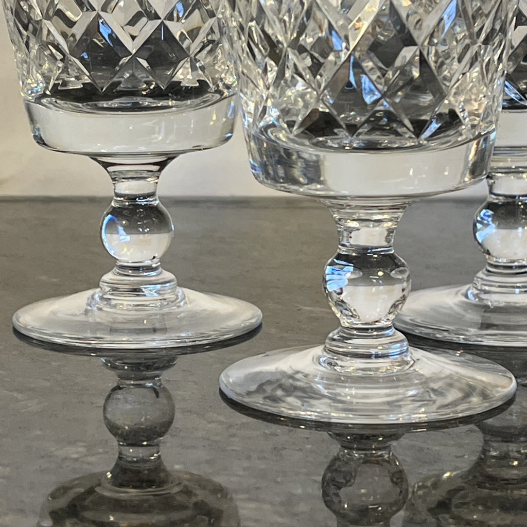Royal Brierley Bruce Wine Glasses Set 5 Cut Crystal Goblets Vintage