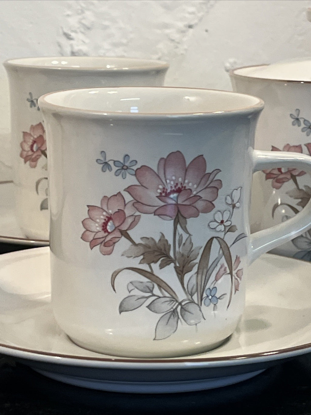 Nitto Japan Floral Coffee Set Cups Saucers Milk Jug Sugar Bowl vintage