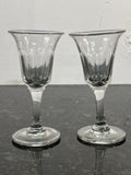 Antique Victorian Hand Blown Cut Crystal Sherry Liqueur Glasses Pair c1880