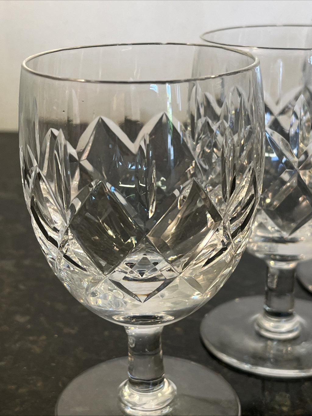 Cut Crystal White Wine Glasses Set of 6 Vintage Lead Crystal Goblets