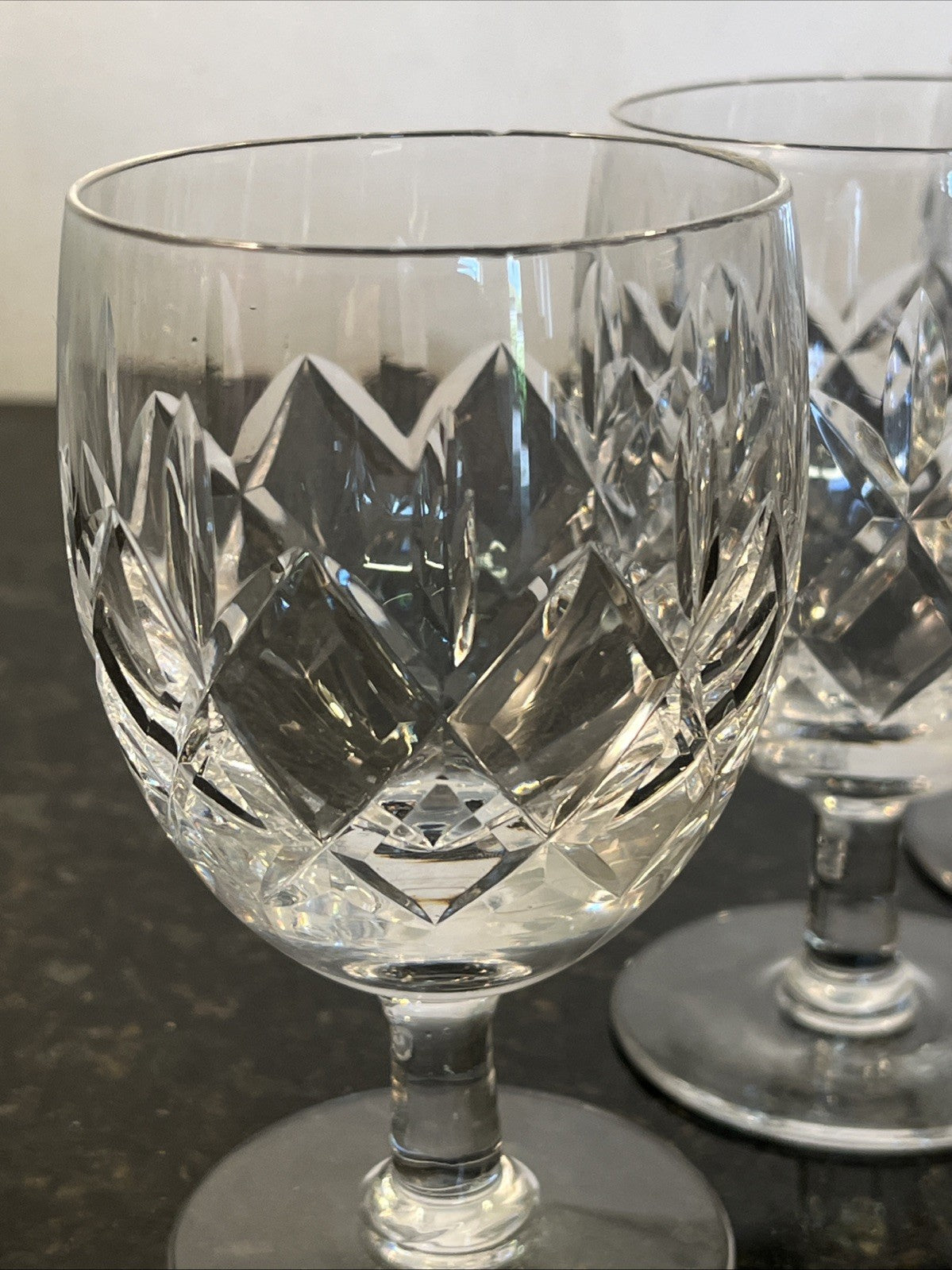 Cut Crystal White Wine Glasses Set of 6 Vintage Lead Crystal Goblets