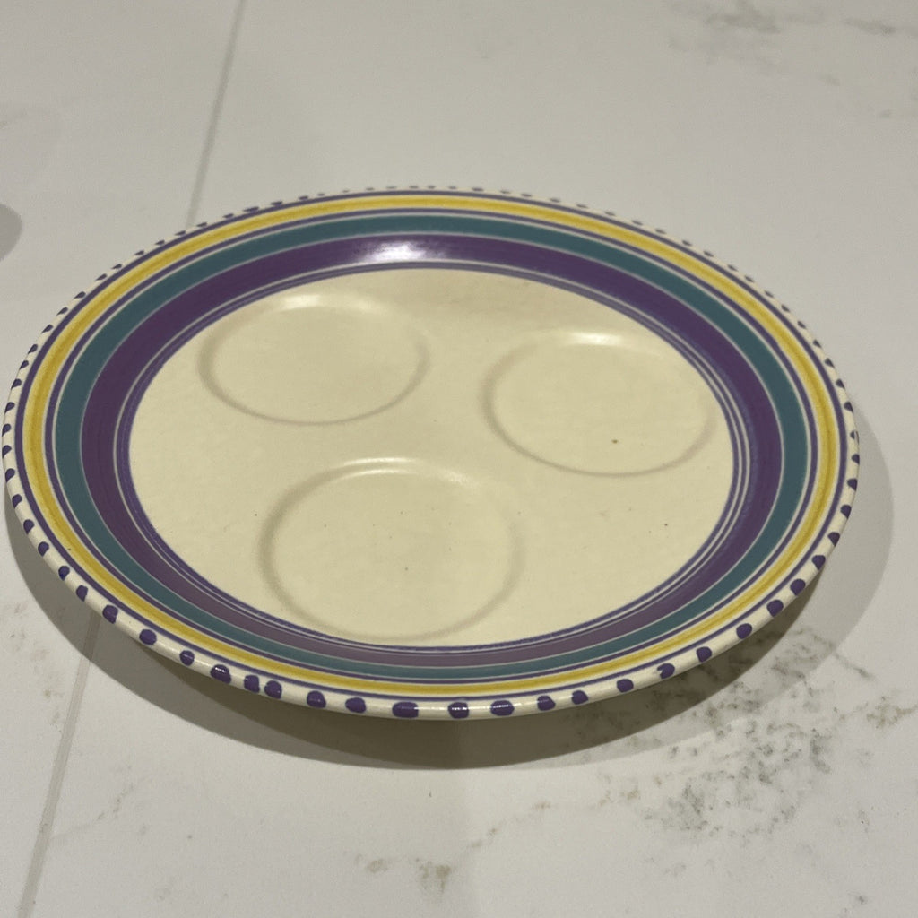 Honiton Devon Pottery Cruet Set Retro Striped Condiment Tray