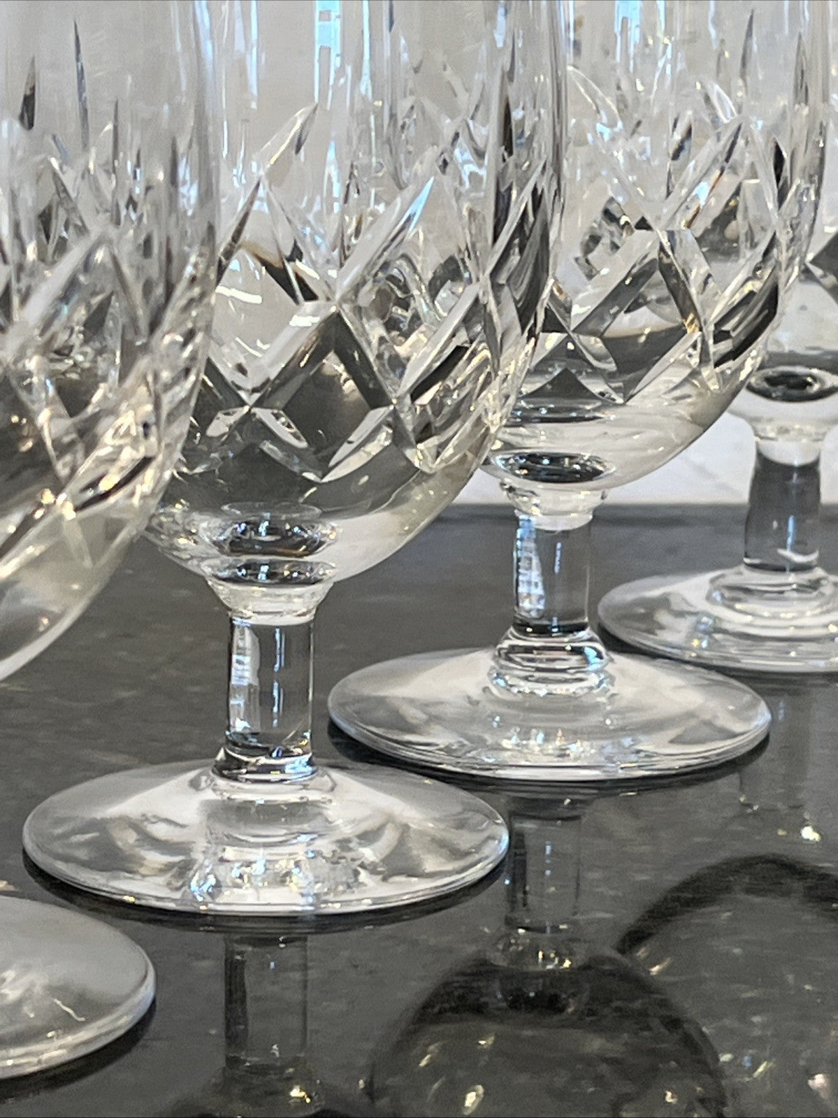 Cut Crystal White Wine Glasses Set of 6 Vintage Lead Crystal Goblets