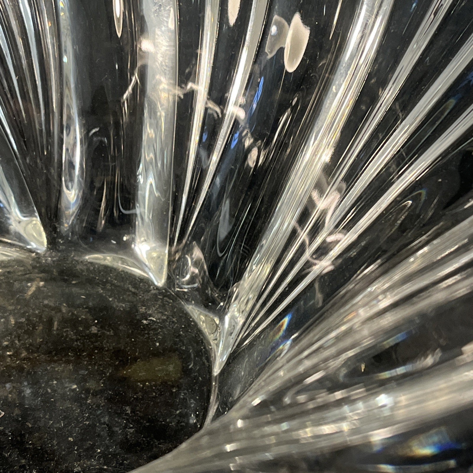 Sculptural Art Glass Bowl Clear Ribbed Centrepiece Mikasa Style
