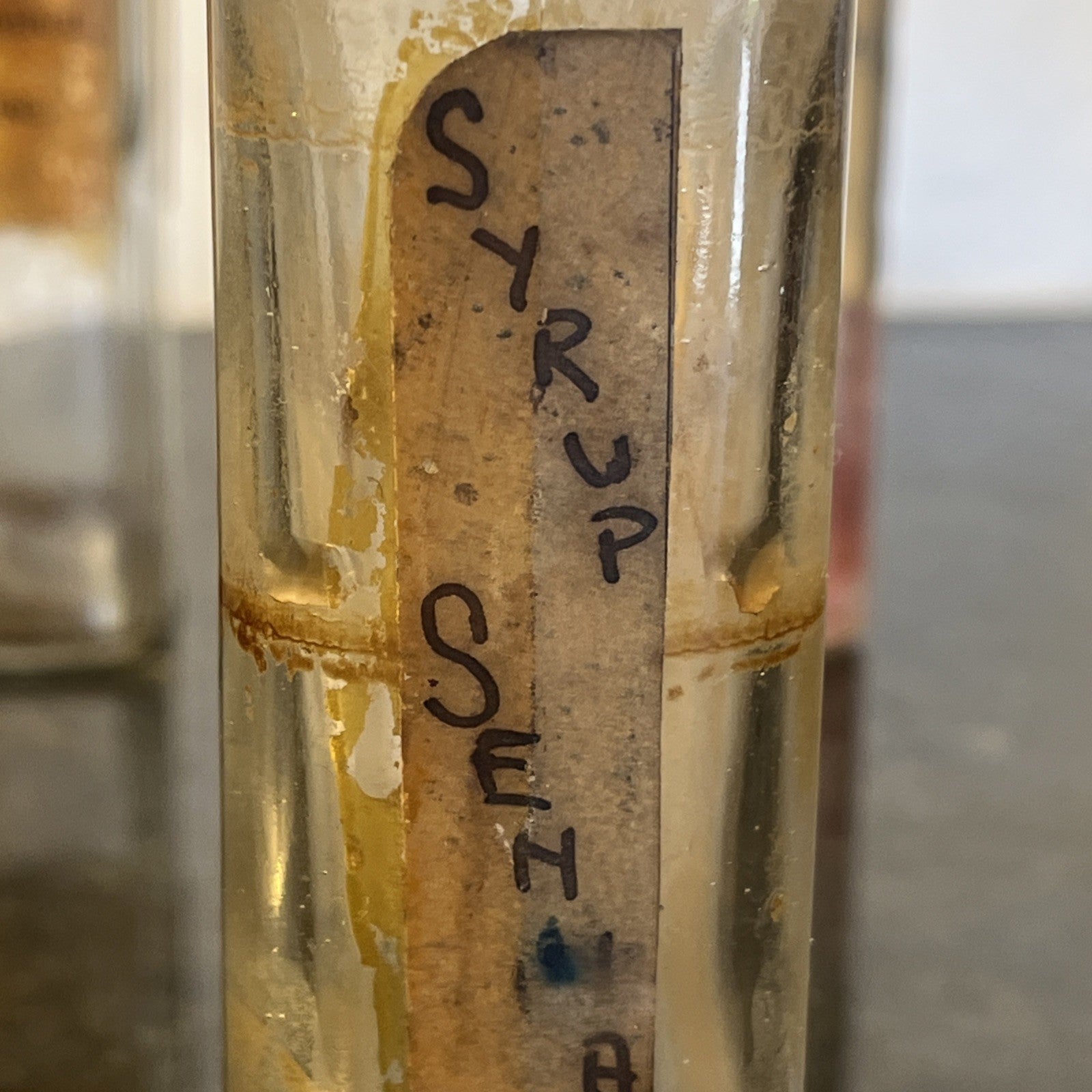 Antique Chemist Bottles Apothecary Pharmacy Labels Glass Set of 4 B.P.
