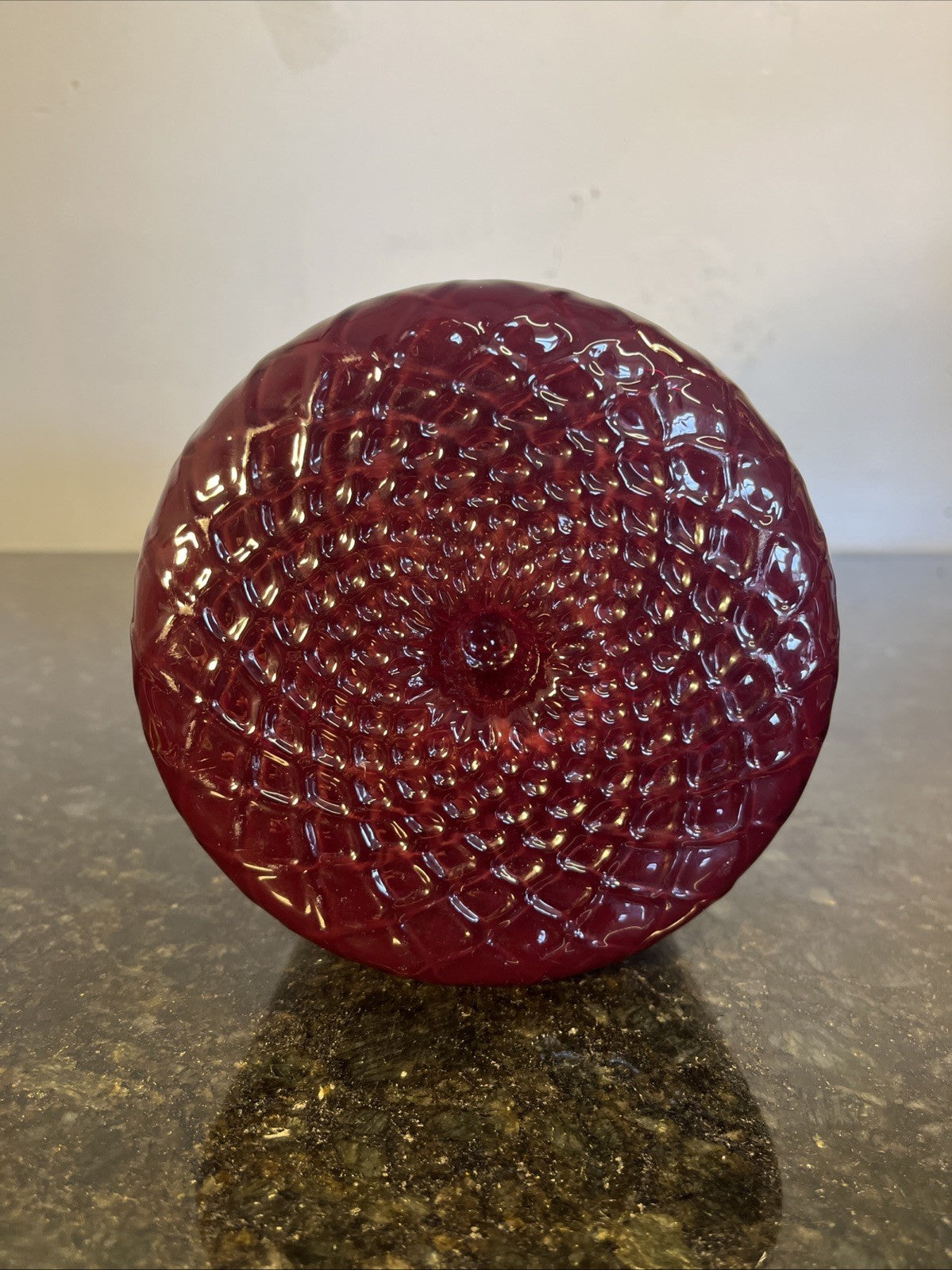 Empoli Ruby Red Genie Bottle Vase Italian Art Glass MCM Ribbed Decanter 46cm