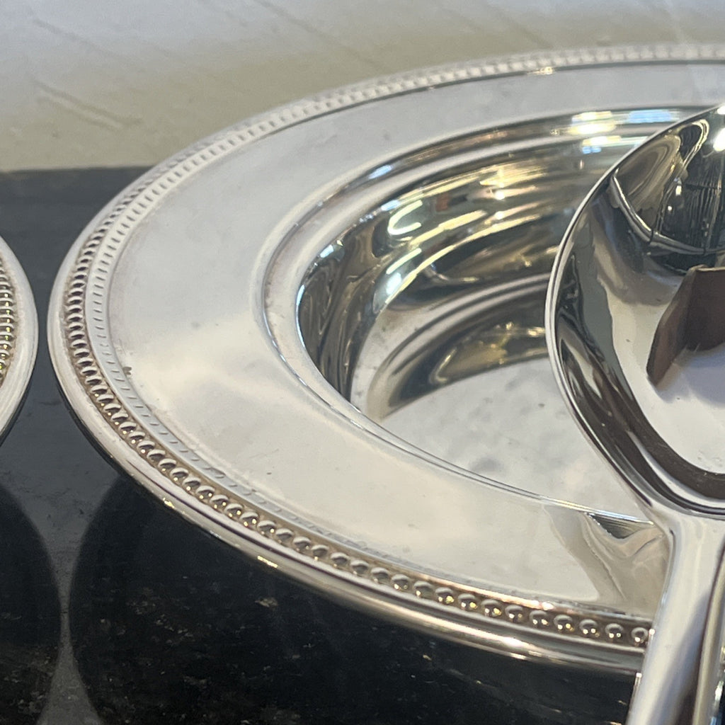 Silver Plated Serving Set With Two Plates Serving Spoon And Fork