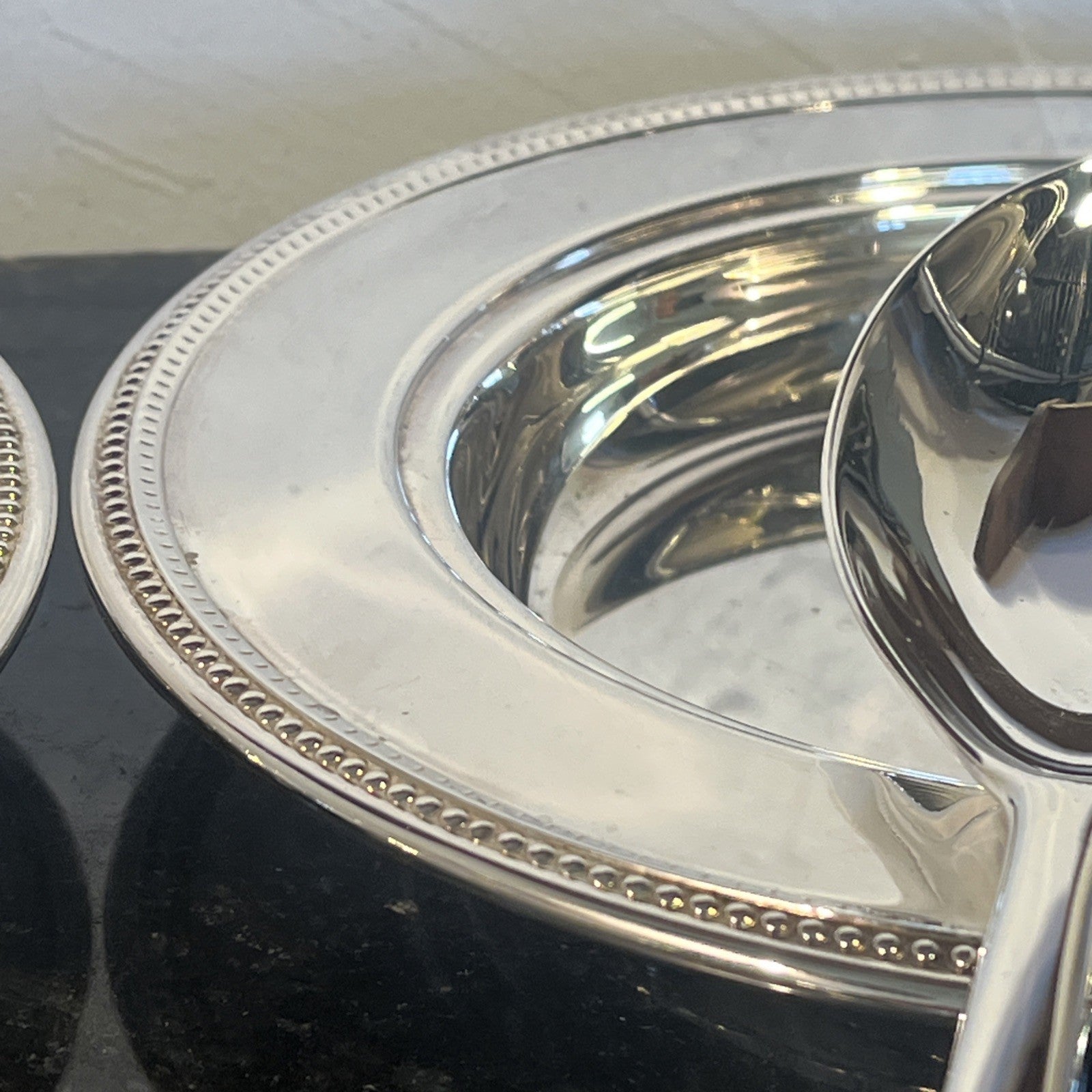 Silver Plated Serving Set With Two Plates Serving Spoon And Fork