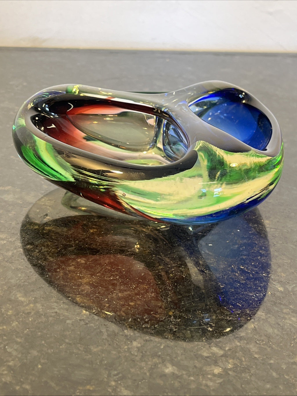 Josef Rozínek Three-Compartment Art Glass Bowl – Borské Sklo, Czechoslovakia c.1960
