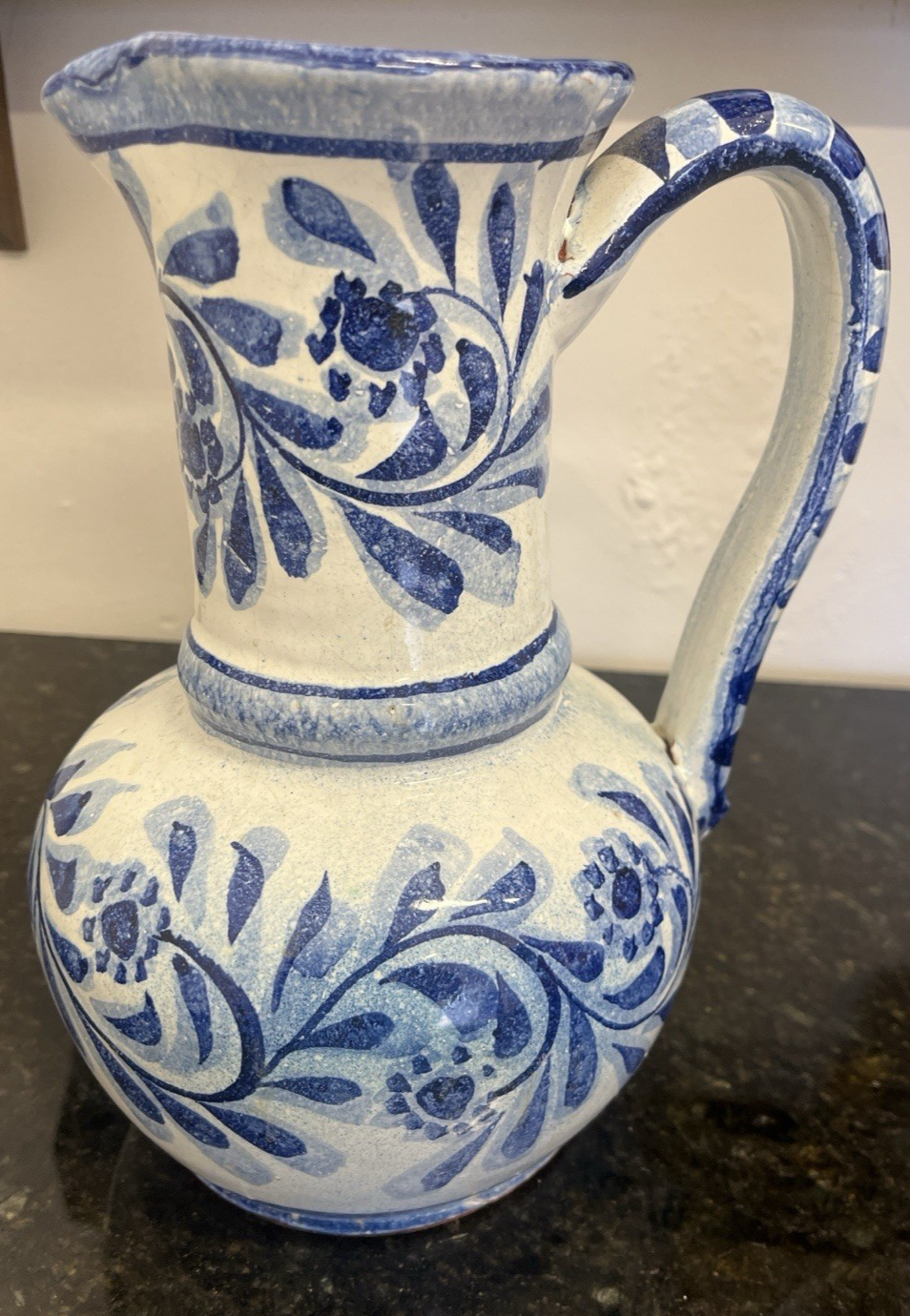 Porches Pottery Blue Floral Jug Hand Painted Portuguese Algarve Ceramic