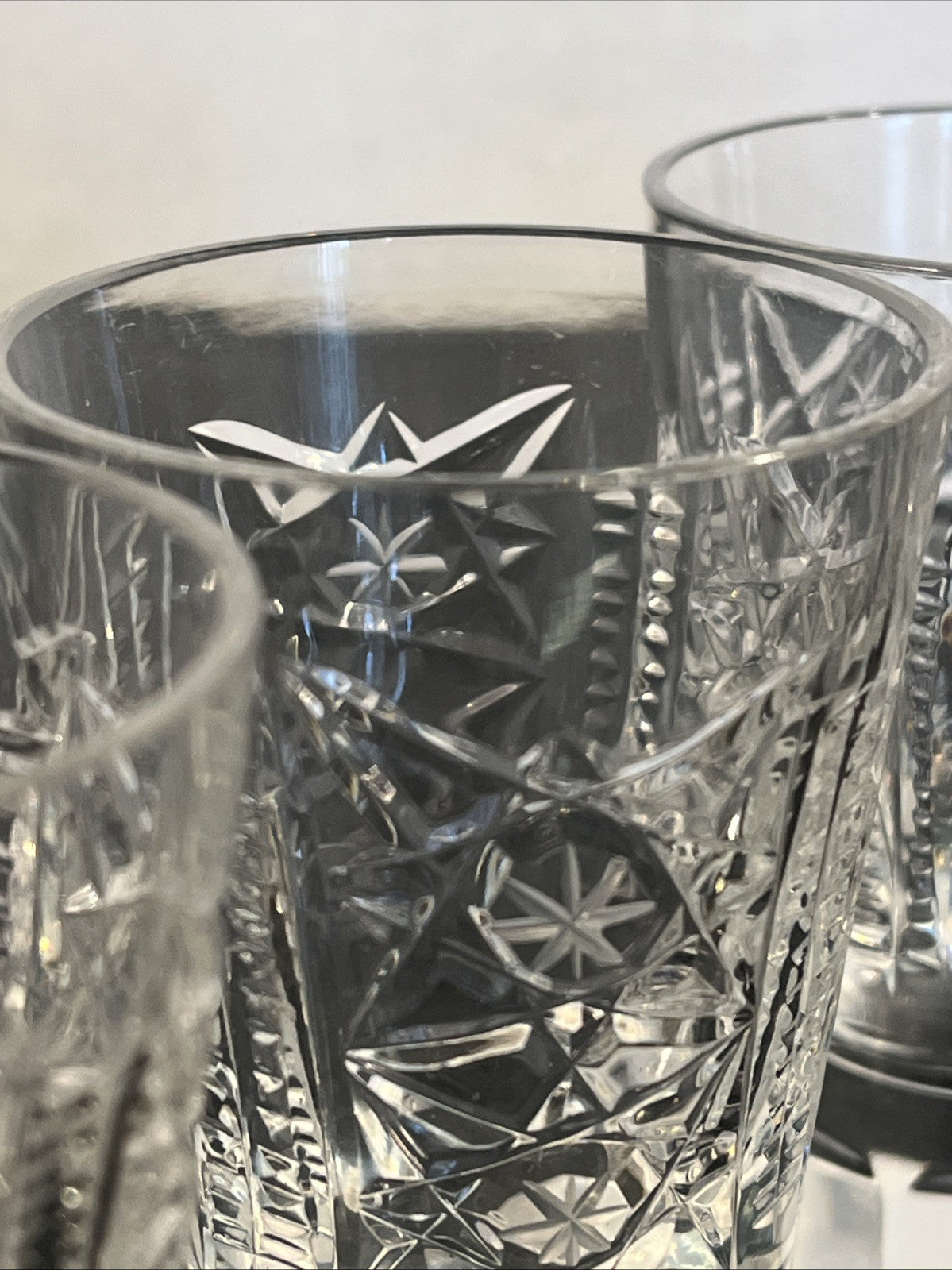 Soviet Cut Crystal Shot Glasses Geometric Vodka Glasses USSR Style Set Of 4