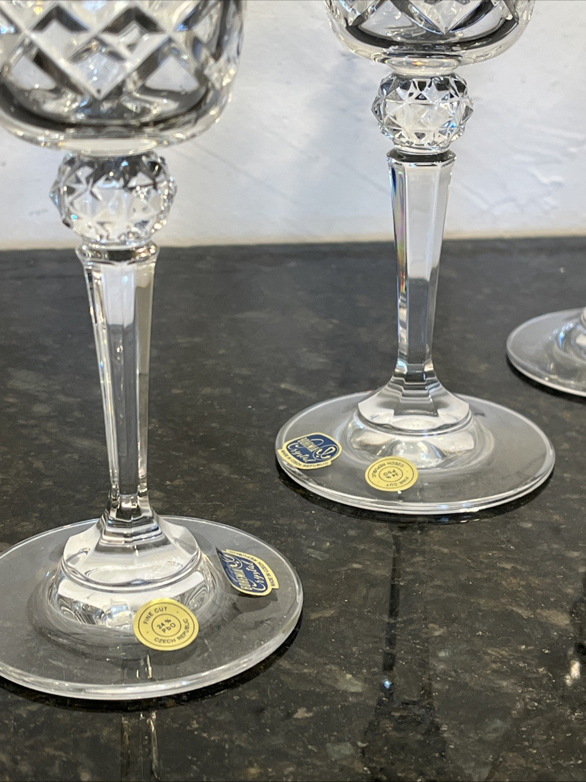 Bohemia Crystal Wine Glasses Cut Lead Crystal Goblets Set