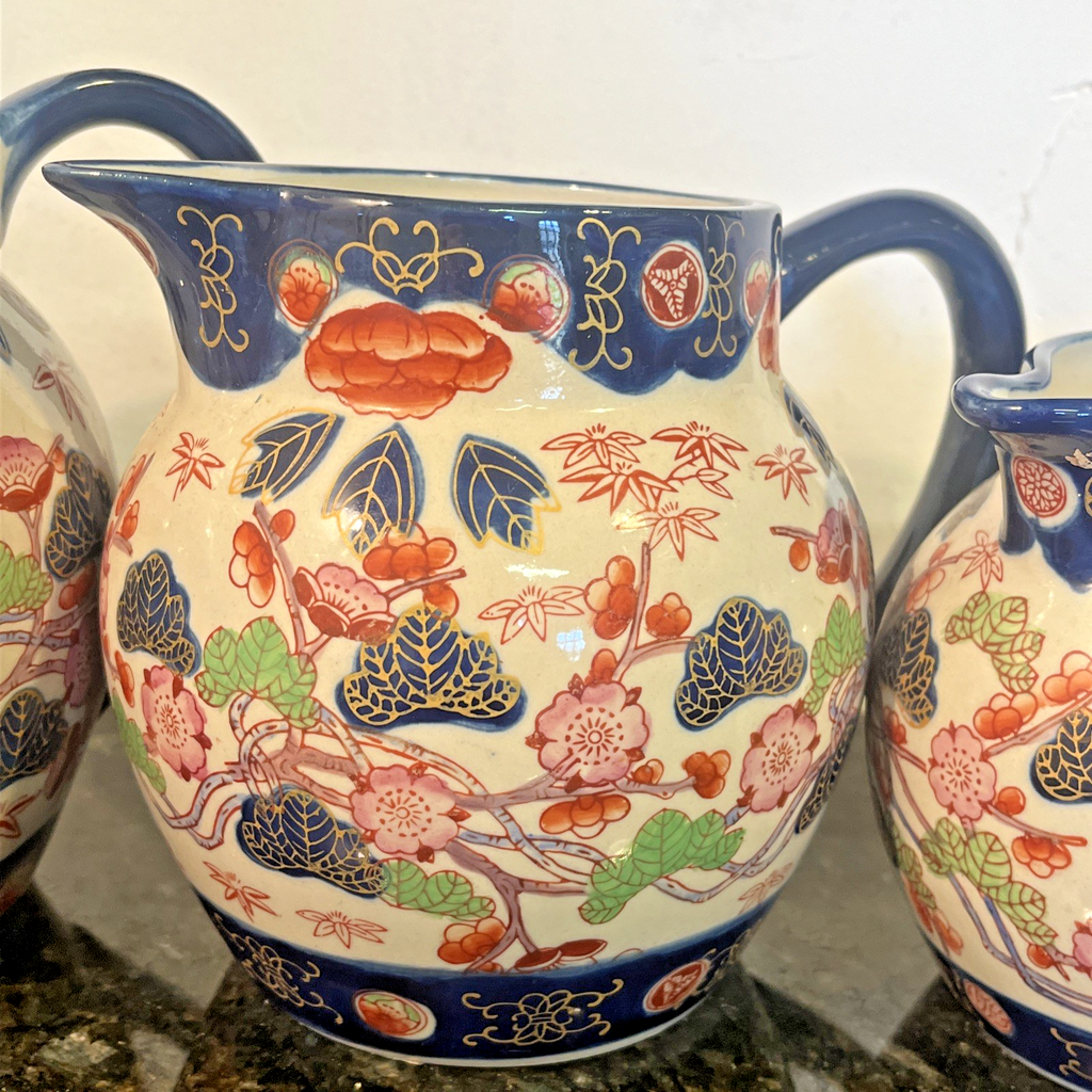 Victoria Ware Imari Style Graduated Ironstone Jugs Set of 4 Staffordshire England