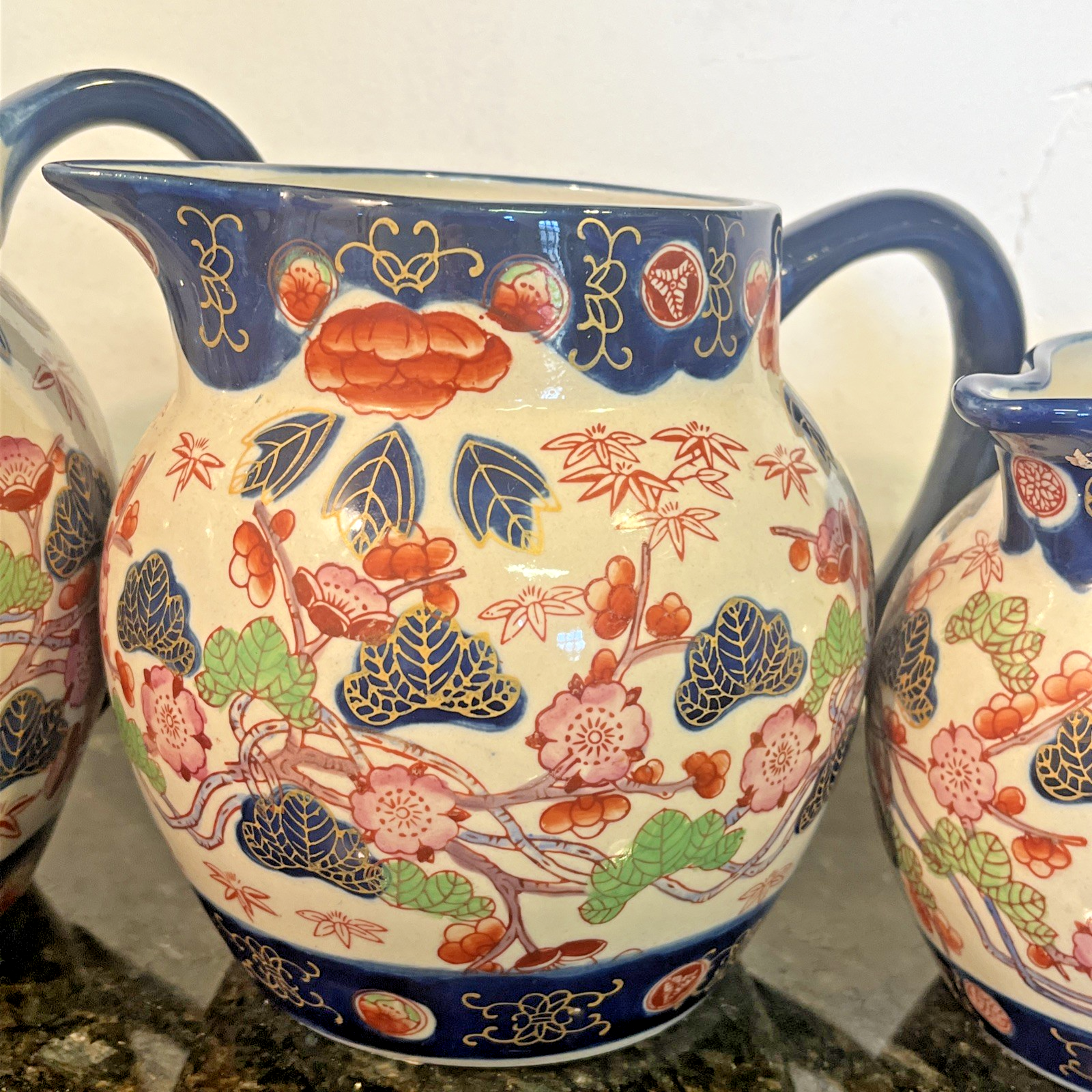 Victoria Ware Imari Style Graduated Ironstone Jugs Set of 4 Staffordshire England