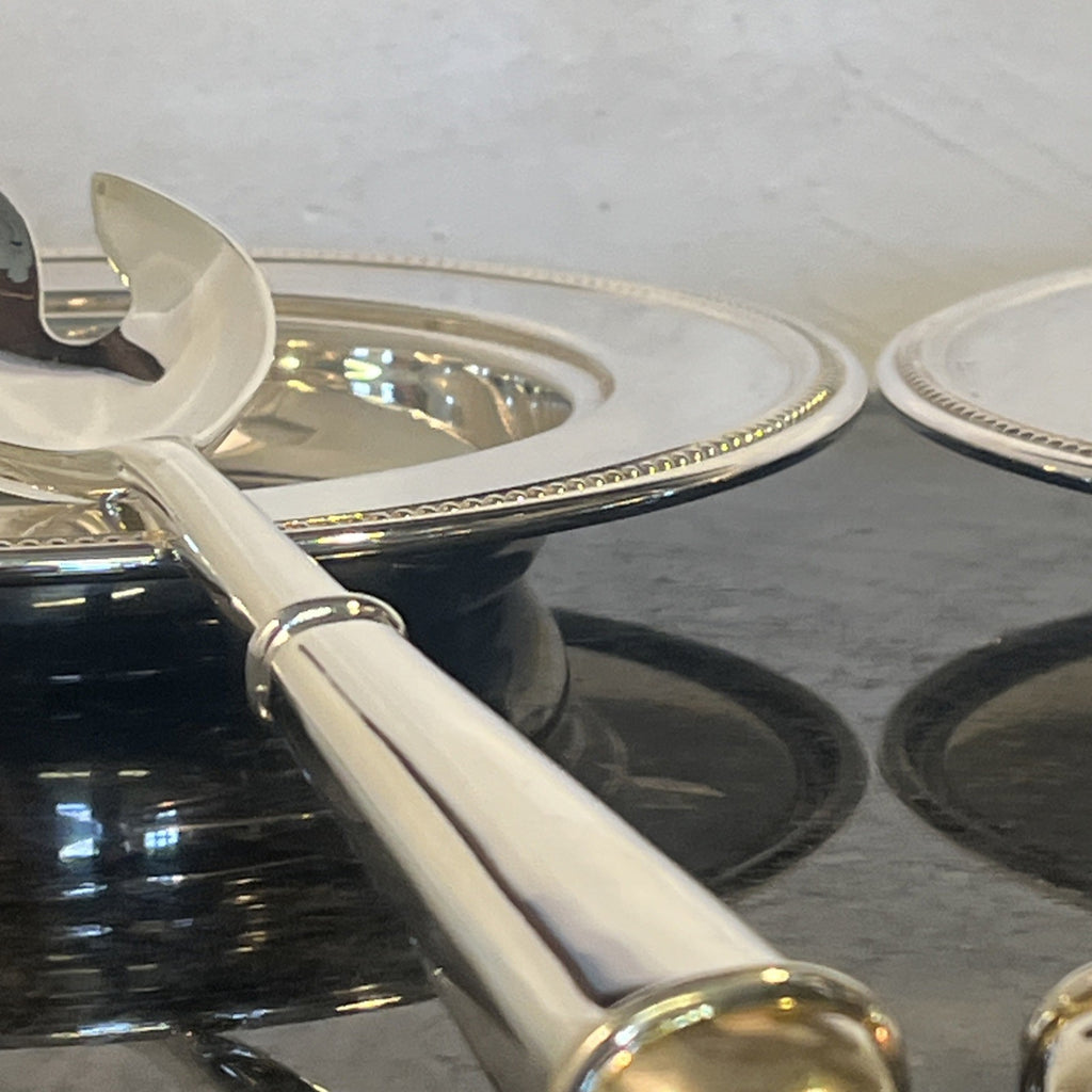 Silver Plated Serving Set With Two Plates Serving Spoon And Fork