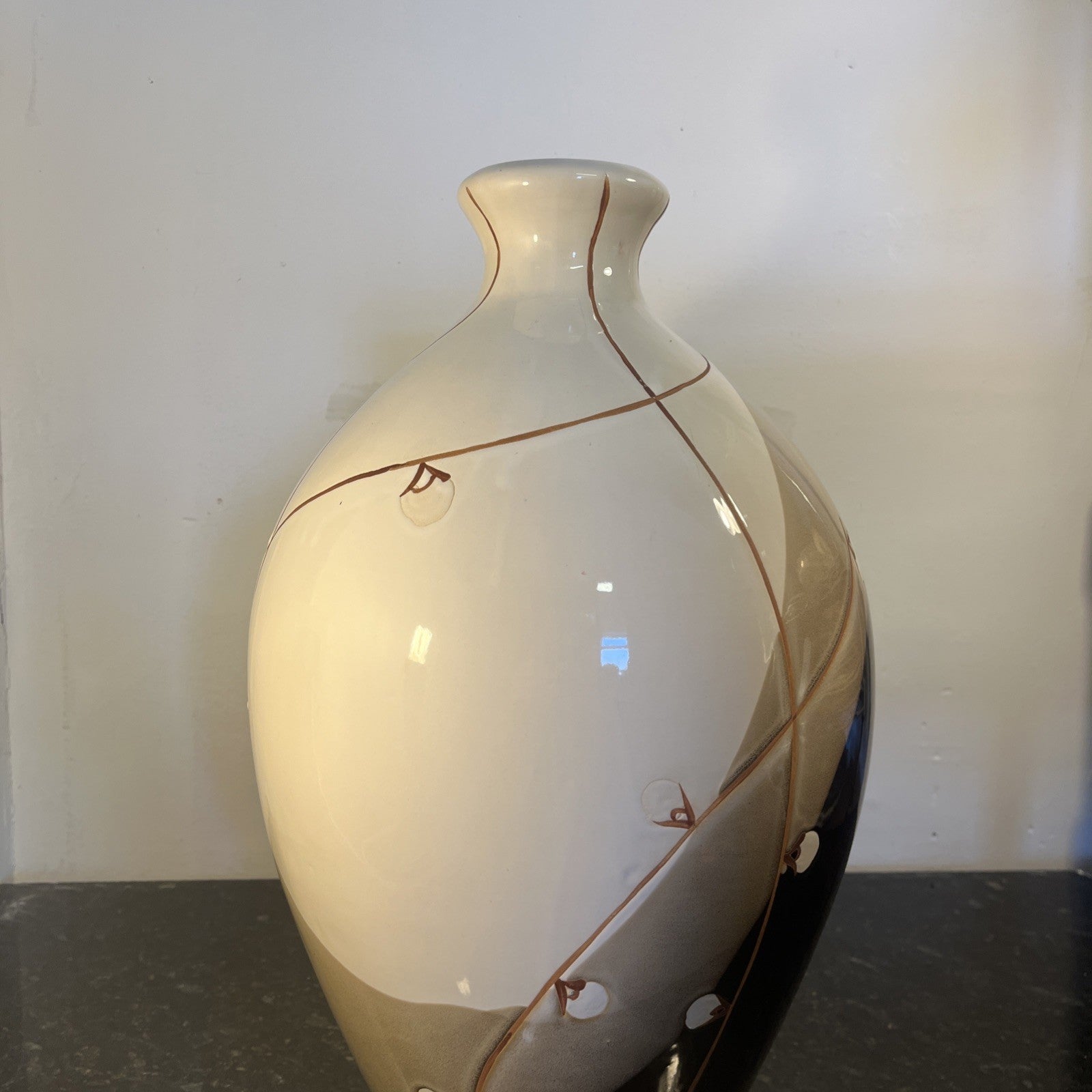 Large Studio Pottery Vase Oriental Ceramic Floor Vase Japanese Style Blossom
