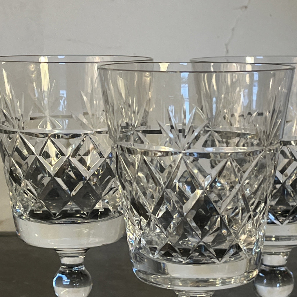 Royal Brierley Bruce Wine Glasses Set 5 Cut Crystal Goblets Vintage