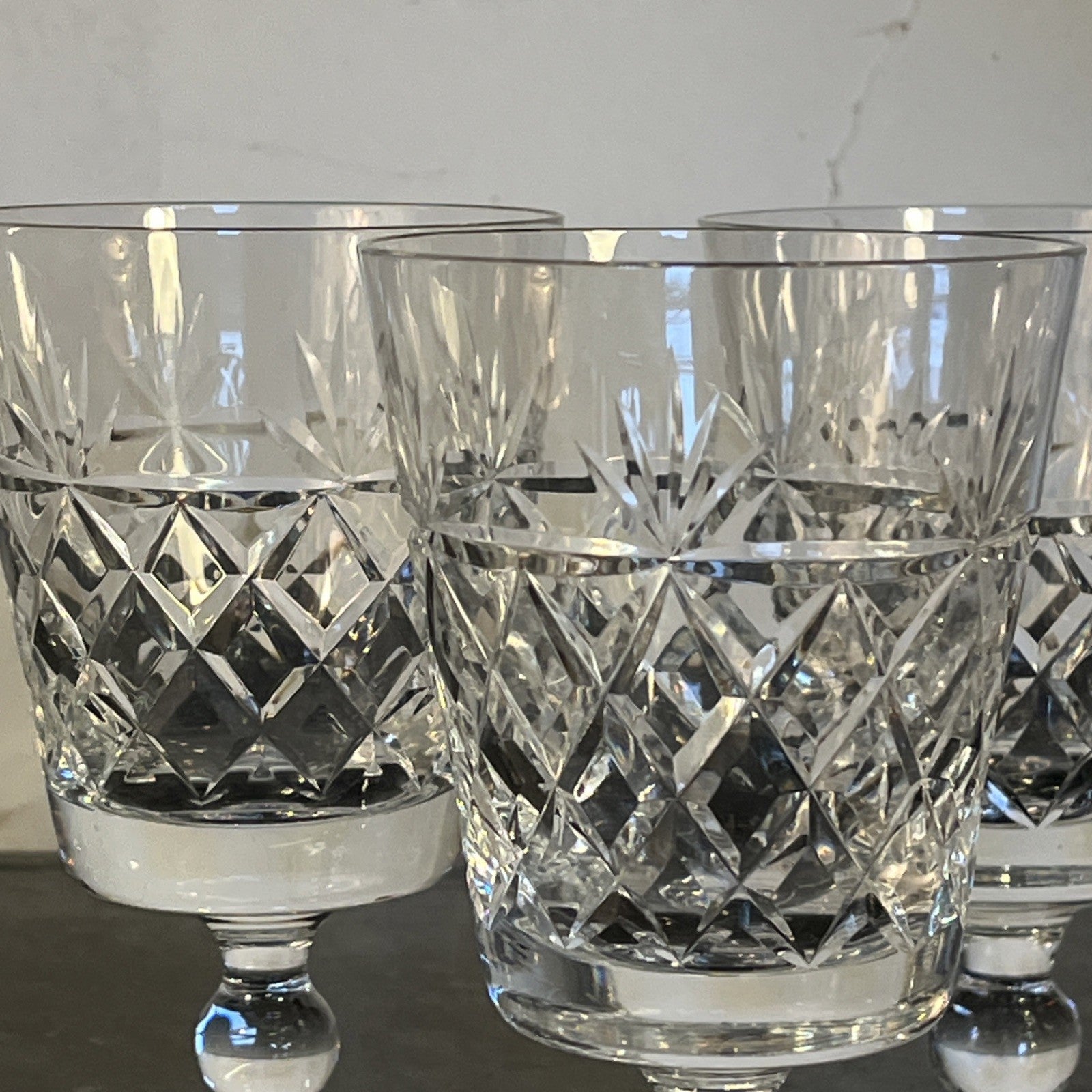 Royal Brierley Bruce Wine Glasses Set 5 Cut Crystal Goblets Vintage