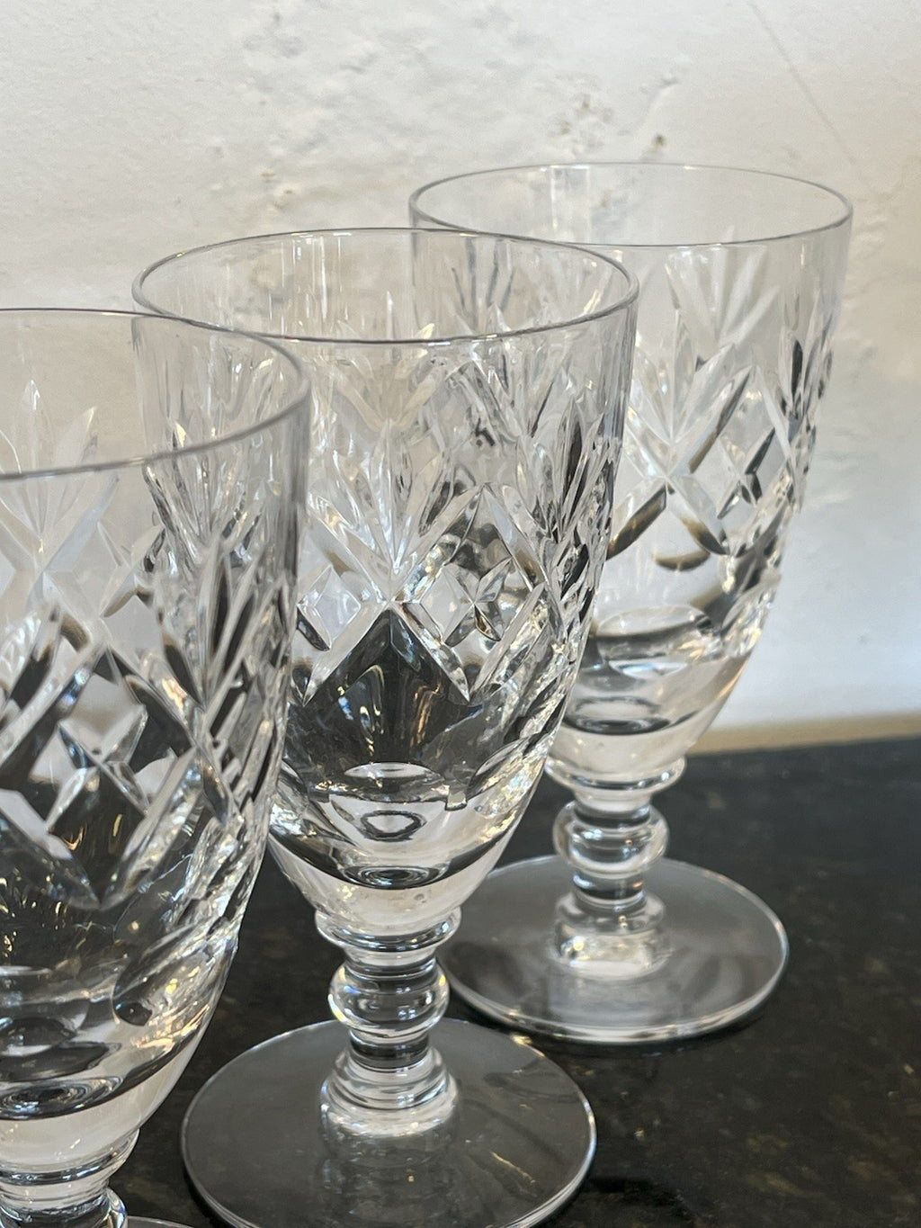 Royal Doulton Georgian Crystal Wine Glasses Set 6 Cut Lead Crystal Goblets