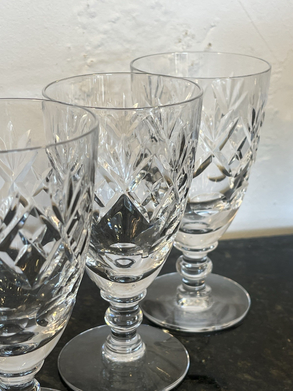 Royal Doulton Georgian Crystal Wine Glasses Set 6 Cut Lead Crystal Goblets