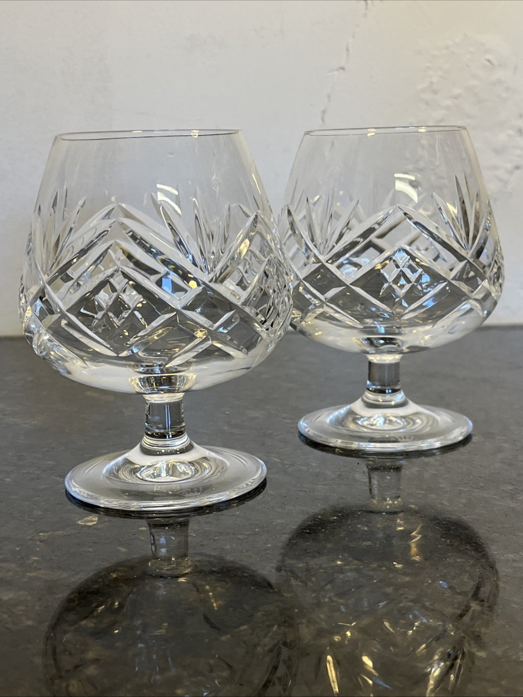 Royal Doulton Juliette Crystal Brandy Glasses Pair Cut Lead Crystal England