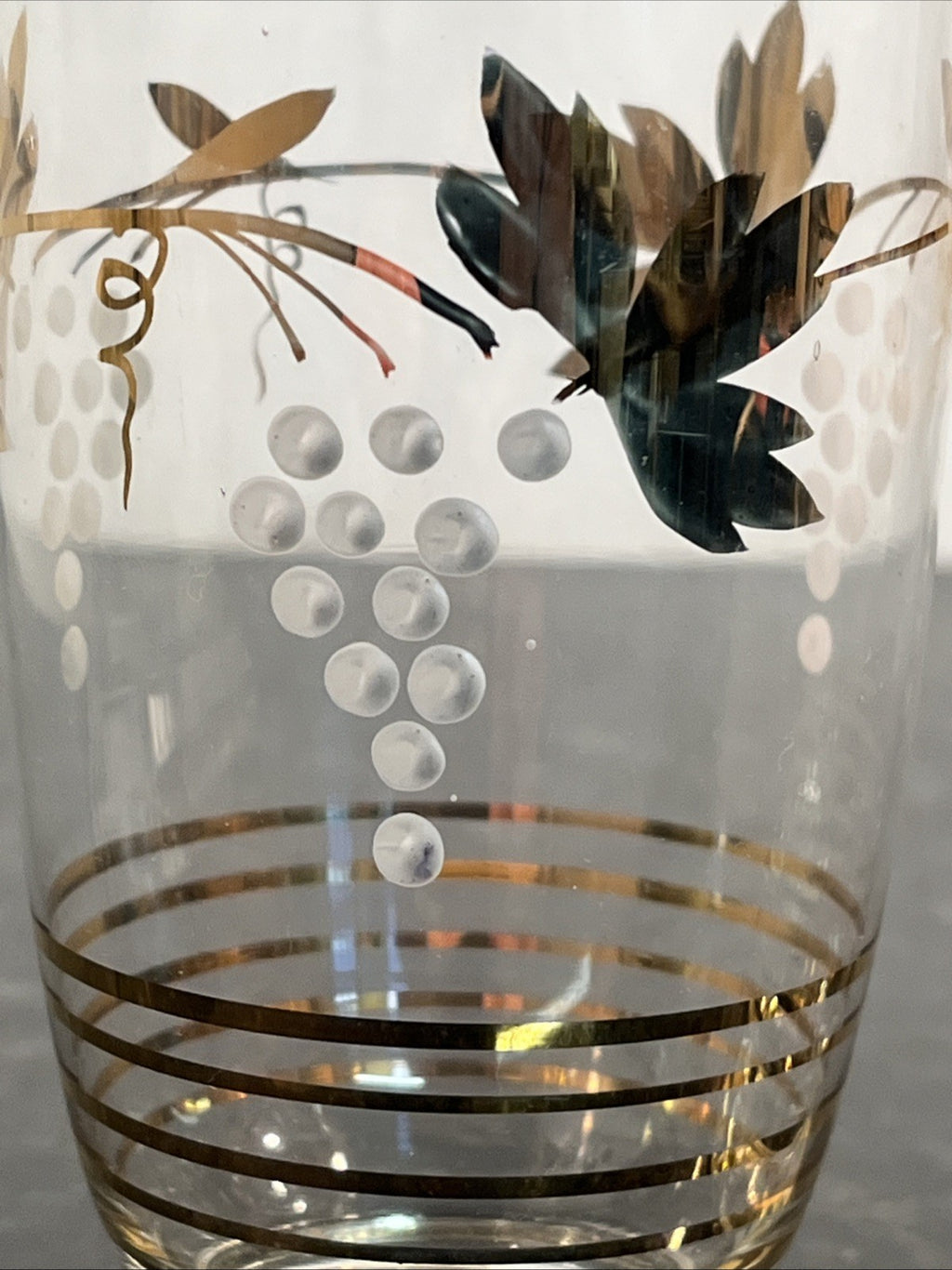 Vintage Gold Gilt Grape Motif Highball Glasses Set Of 4