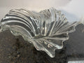 Sculptural Art Glass Bowl Clear Ribbed Centrepiece Mikasa Style