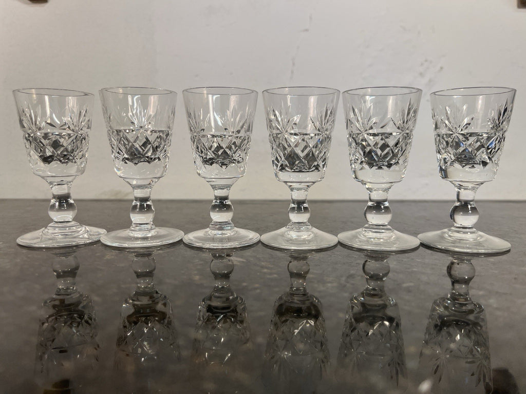 Set of 6 Royal Brierley Cut Crystal Liqueur Glasses England