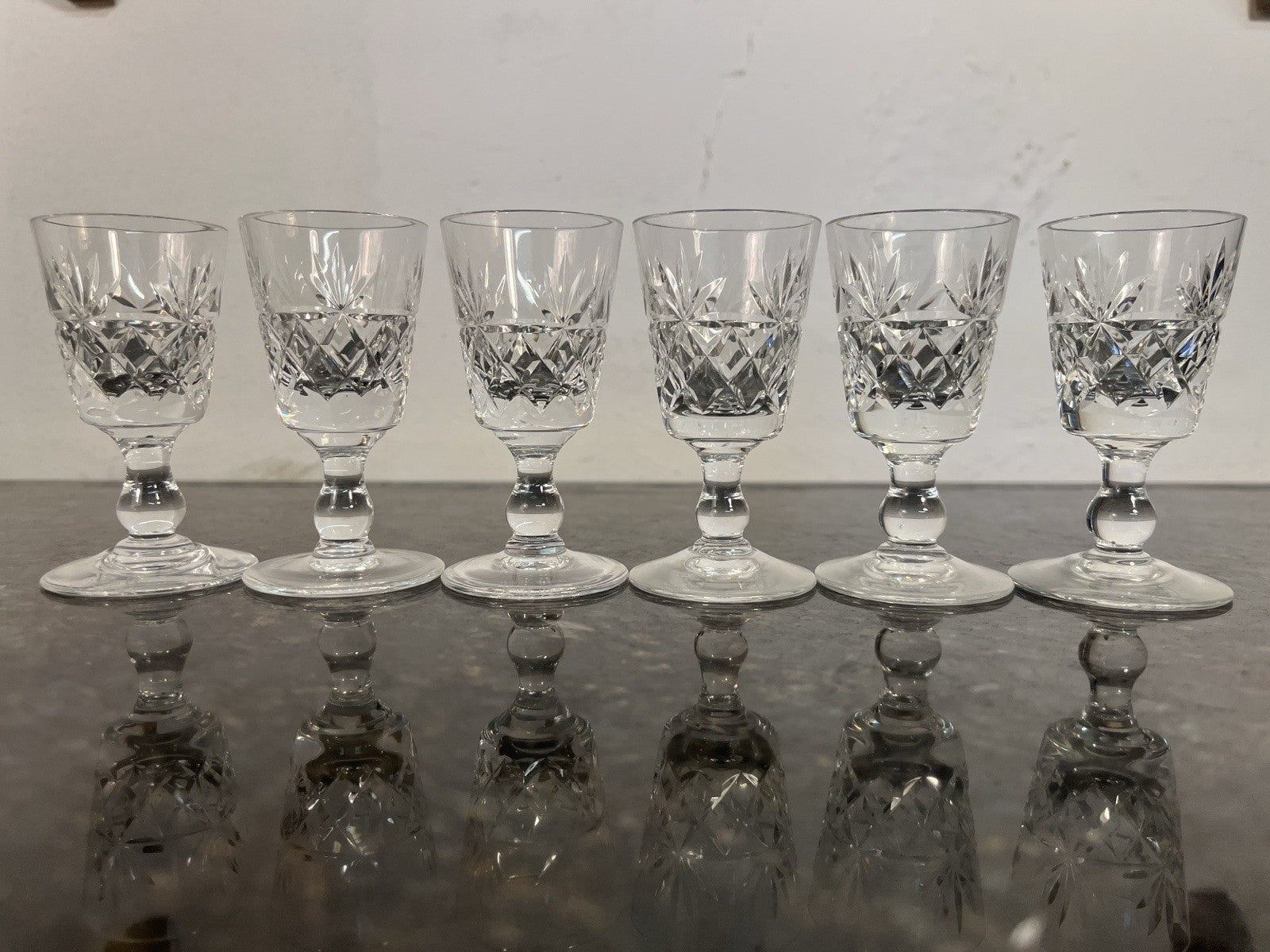 Set of 6 Royal Brierley Cut Crystal Liqueur Glasses England