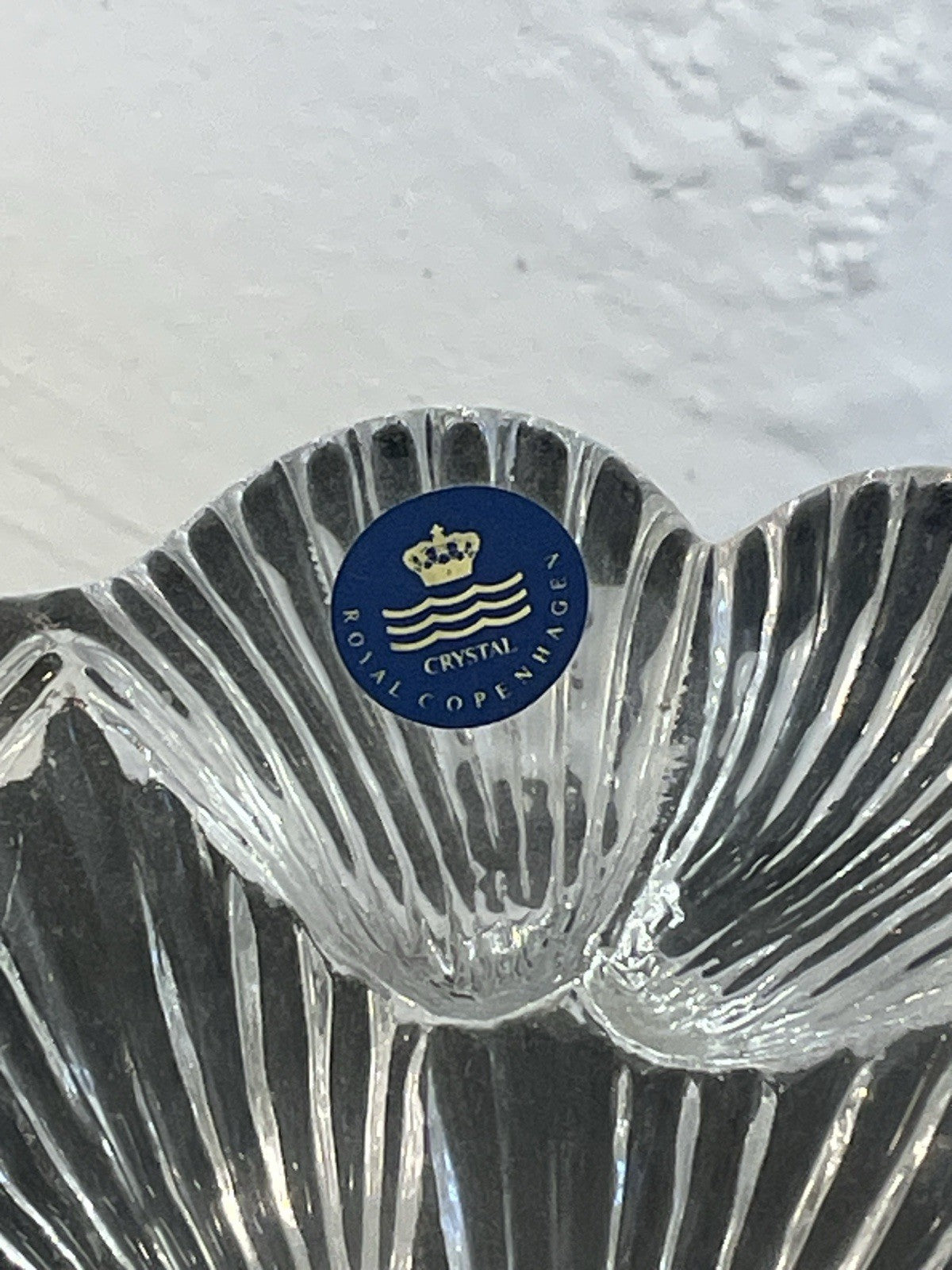Royal Copenhagen Crystal Bowl Shell Pattern Scandinavian Glass Centrepiece Dish