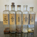 Antique Chemist Bottles Apothecary Pharmacy Labels Glass Set of 4 B.P.