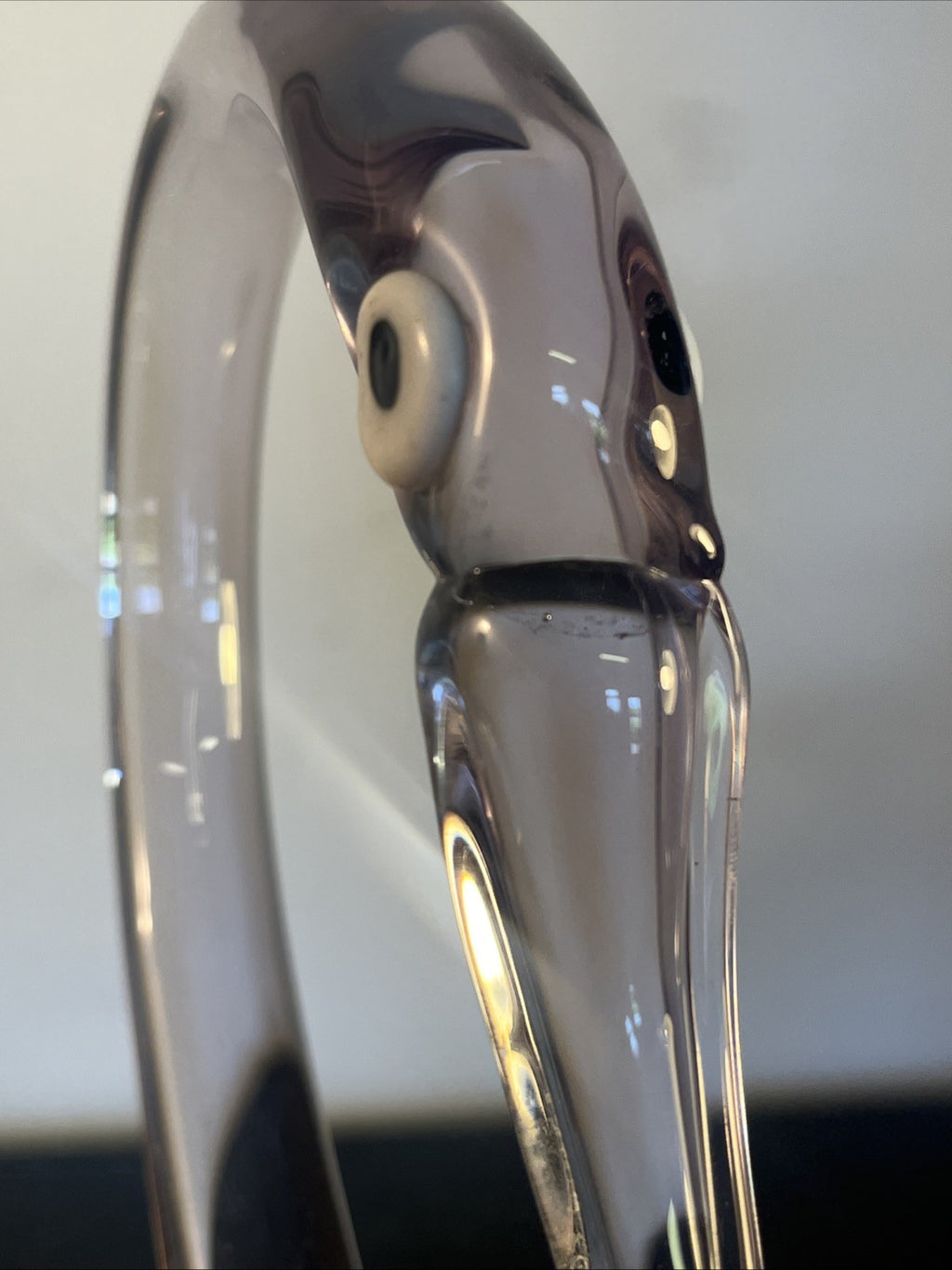 Murano Style Art Glass Swan Bowl Purple Amethyst Cased Glass Centrepiece