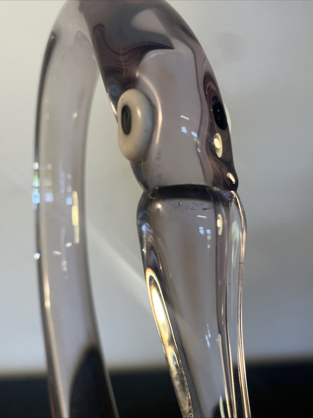Murano Style Art Glass Swan Bowl Purple Amethyst Cased Glass Centrepiece