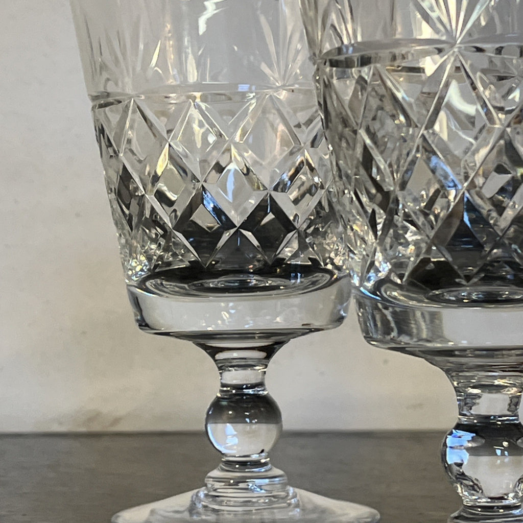 Royal Brierley Bruce Wine Glasses Set 5 Cut Crystal Goblets Vintage