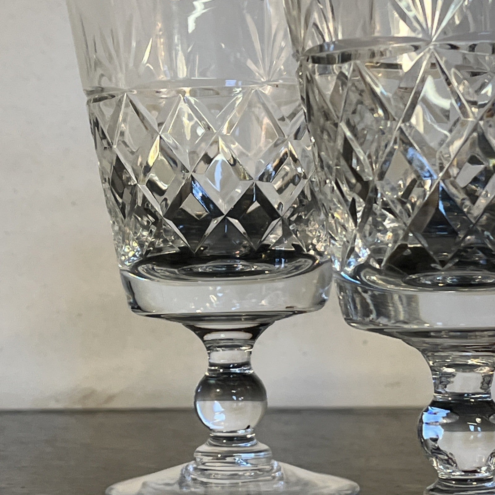 Royal Brierley Bruce Wine Glasses Set 5 Cut Crystal Goblets Vintage