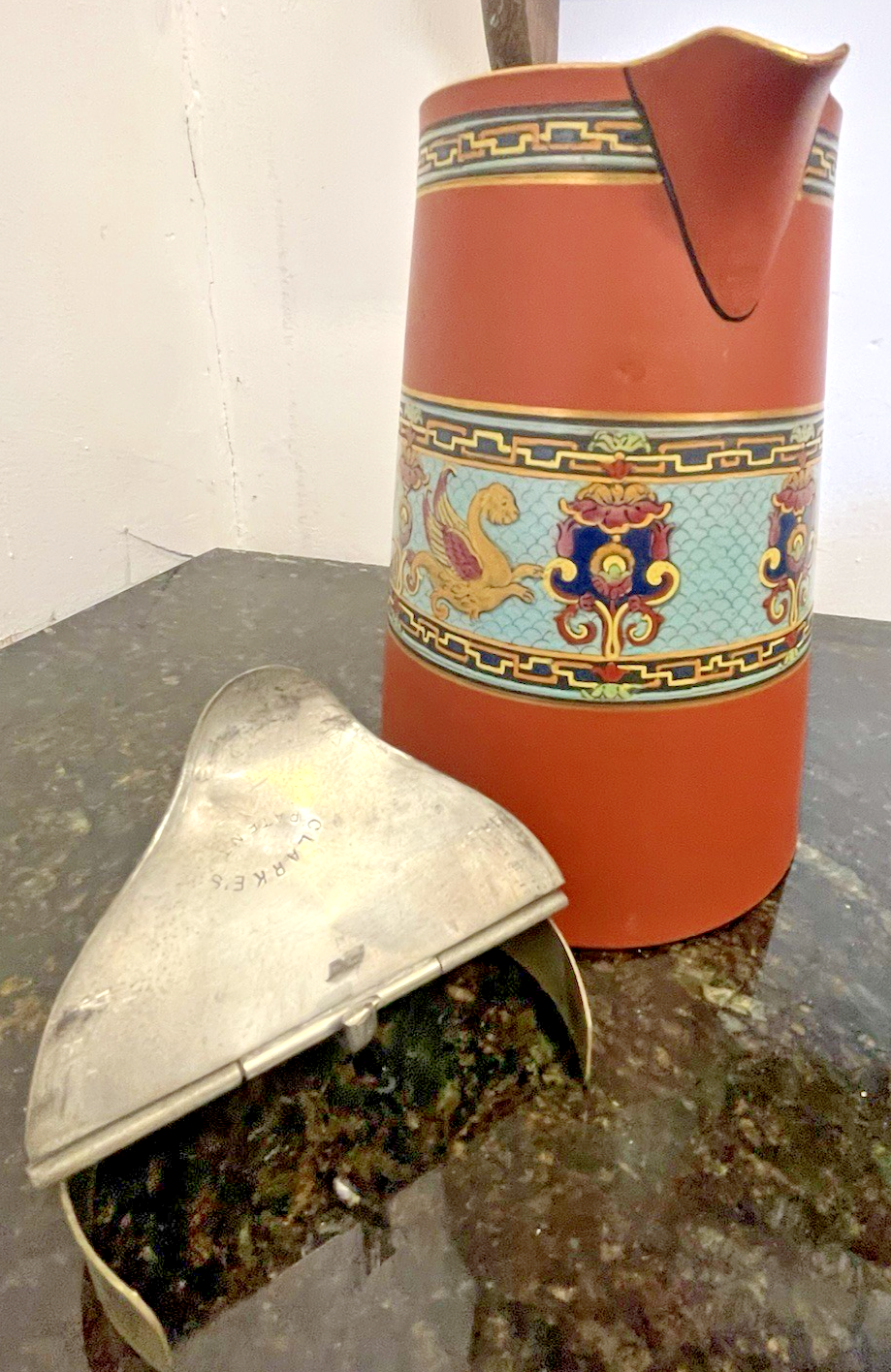 Watcombe Terracotta Jug Clarke Patent Lid Griffin Dresser Style