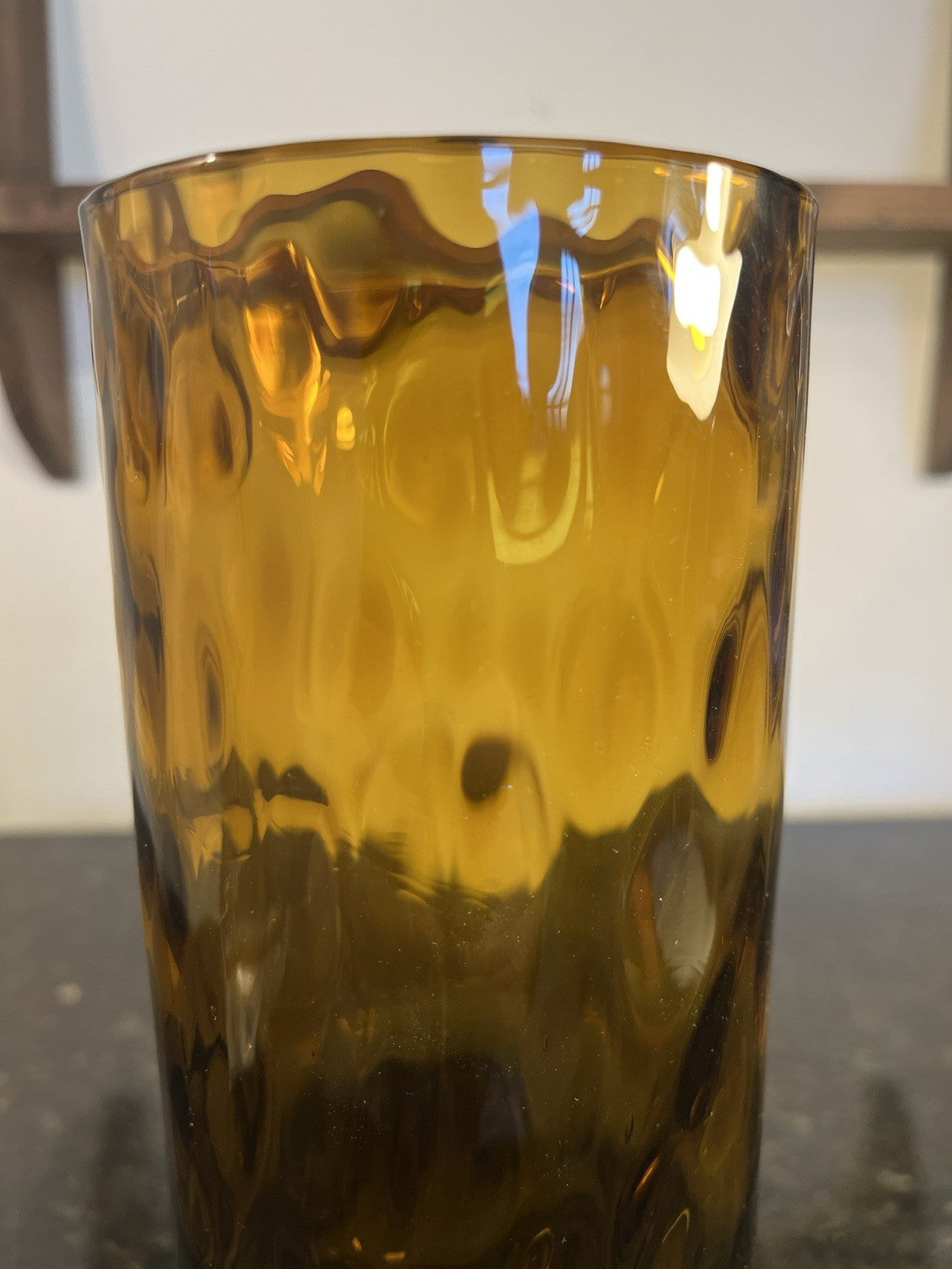 Vintage JC Sweden Amber Art Glass Vase Scandinavian Lindshammar Style