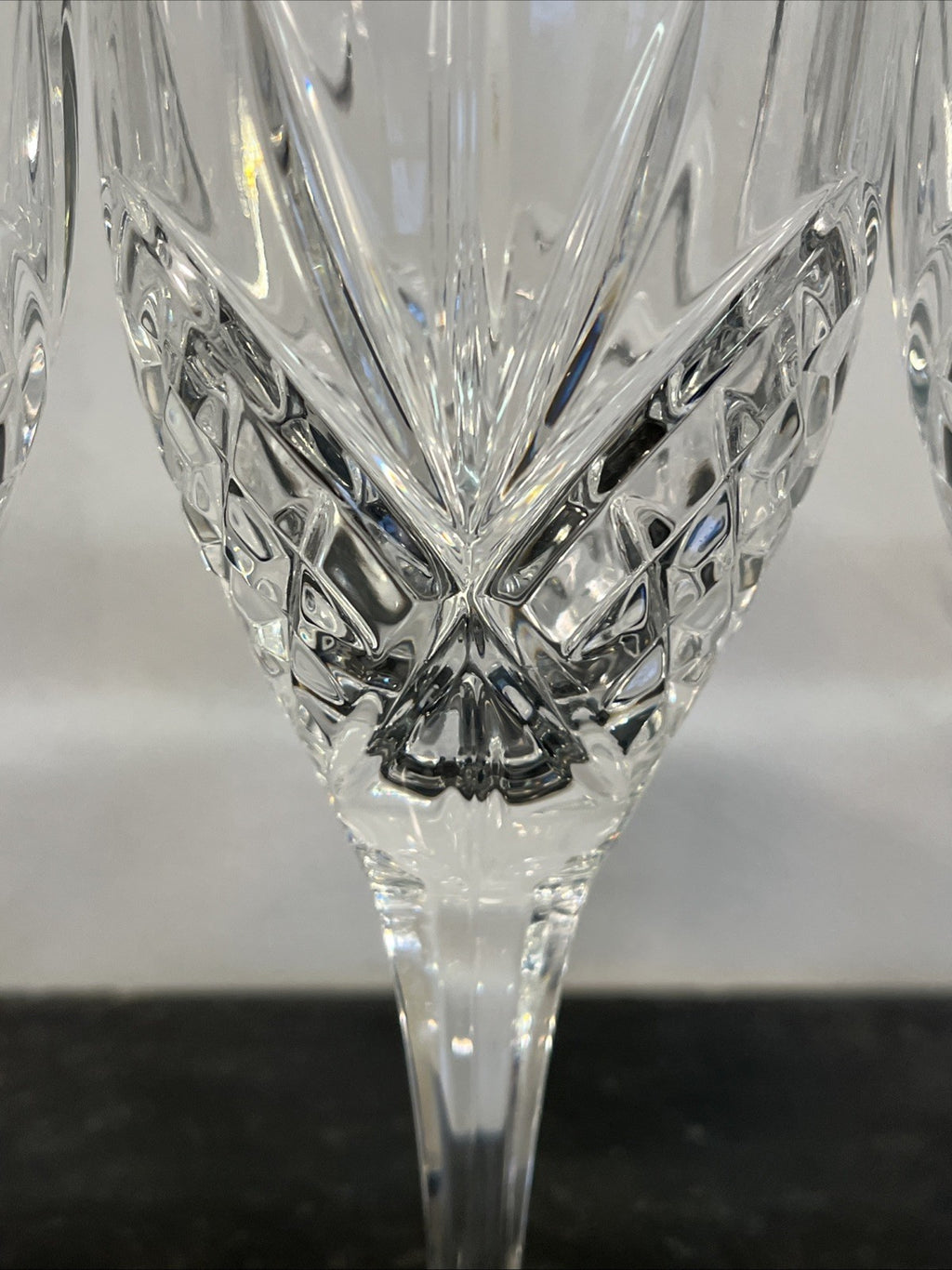 Vintage Cut Crystal Wine Glasses Set Of 4 Diamond And Fan Pattern Stemware