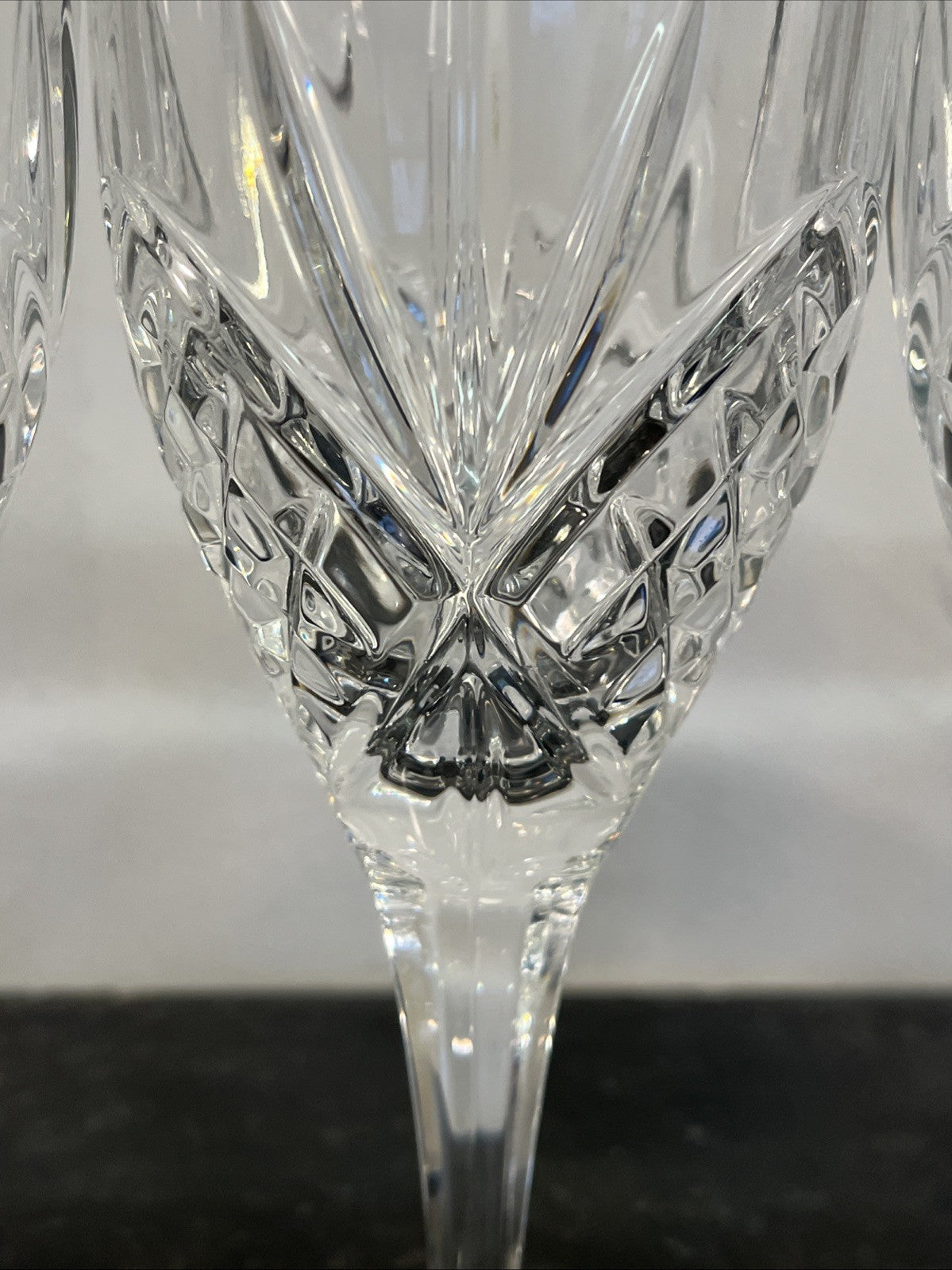 Vintage Cut Crystal Wine Glasses Set Of 4 Diamond And Fan Pattern Stemware