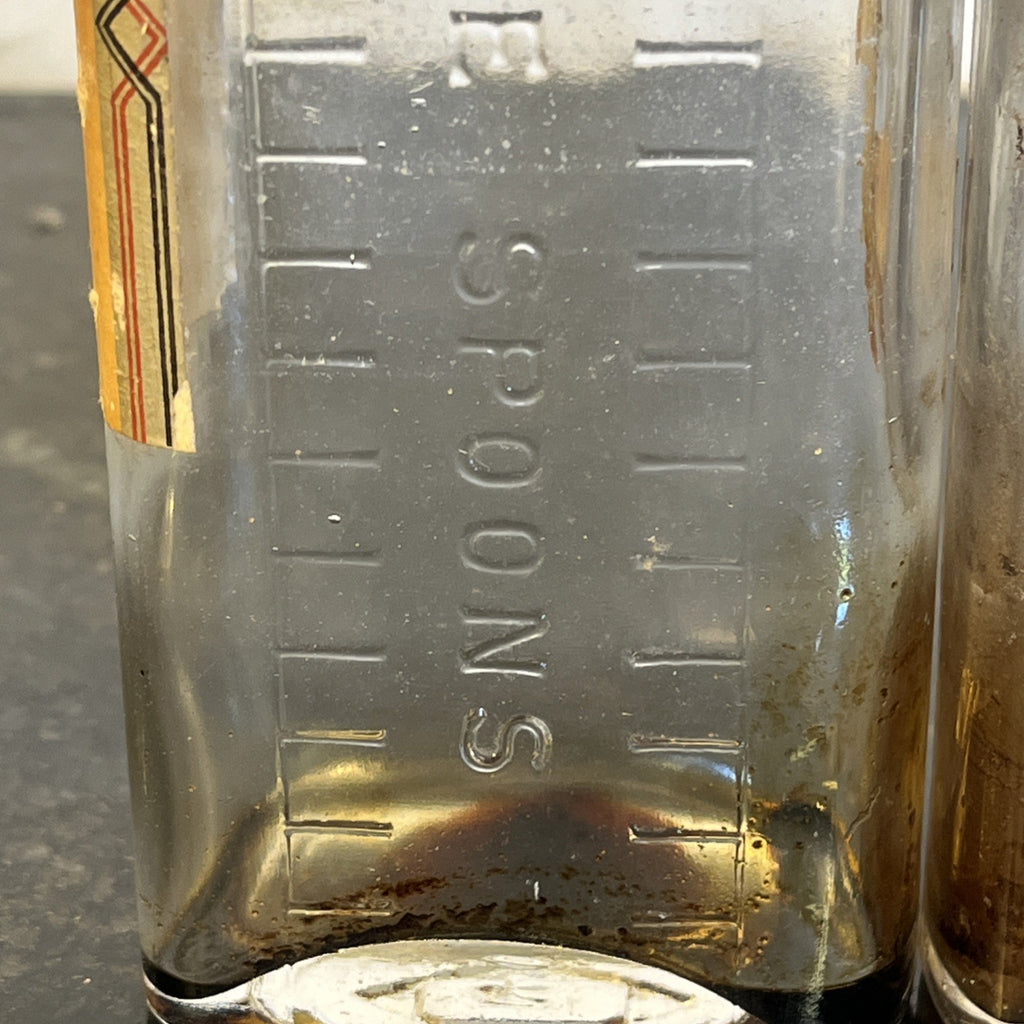 Antique Chemist Bottles Apothecary Glass Pharmacy Labels Graduated Set of 3
