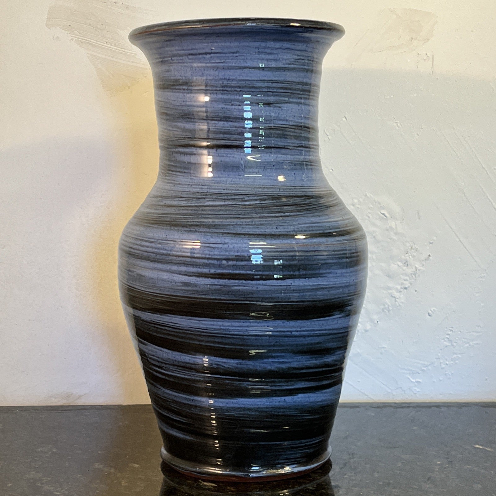 Wold Pottery Blue Banded Studio Pottery Hand Thrown Large Vase Yorkshire