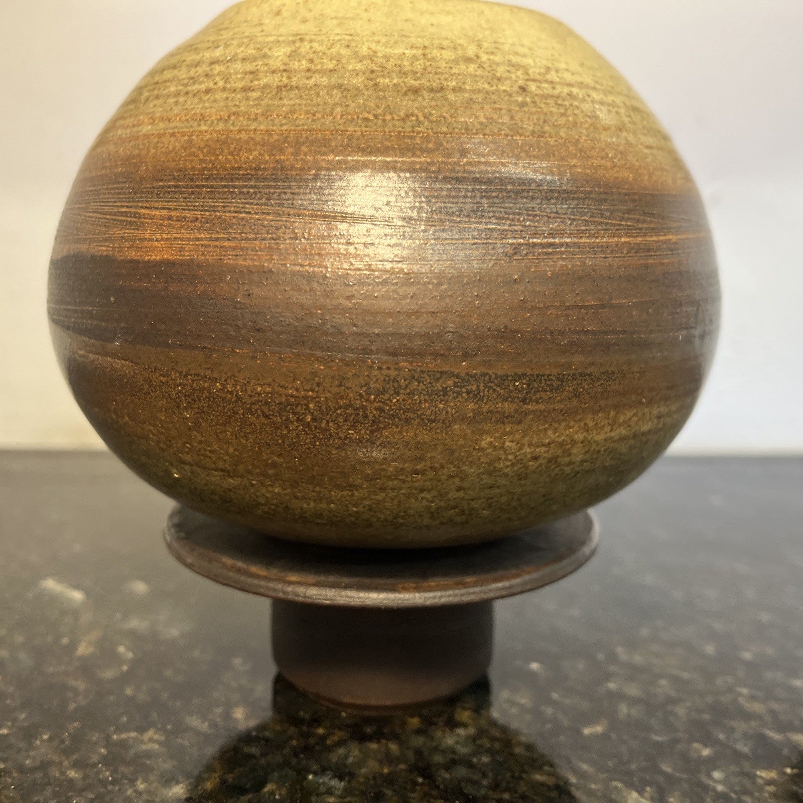 Wilkes Studio Pottery Stoneware Vase Lamp Base Earth Tone Glaze