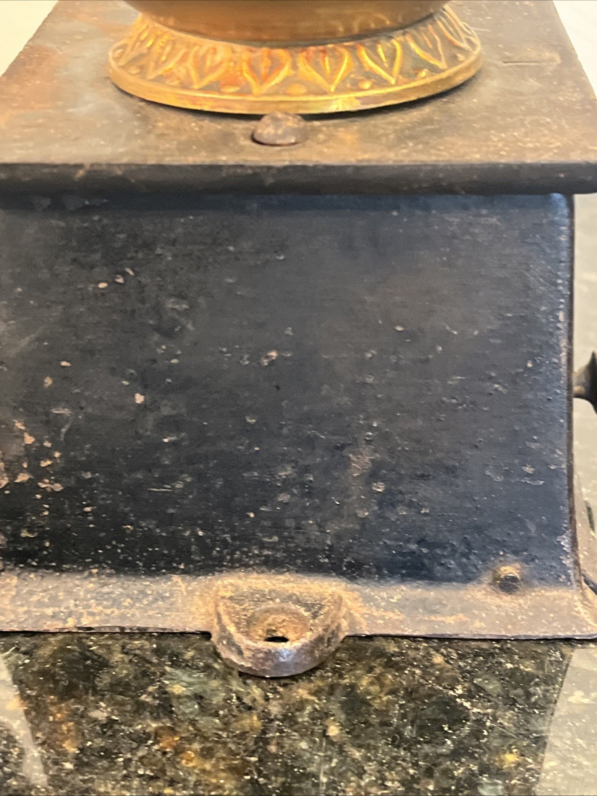 Kenrick Sons Patent Coffee Mill Antique Cast Iron Brass Grinder Victorian