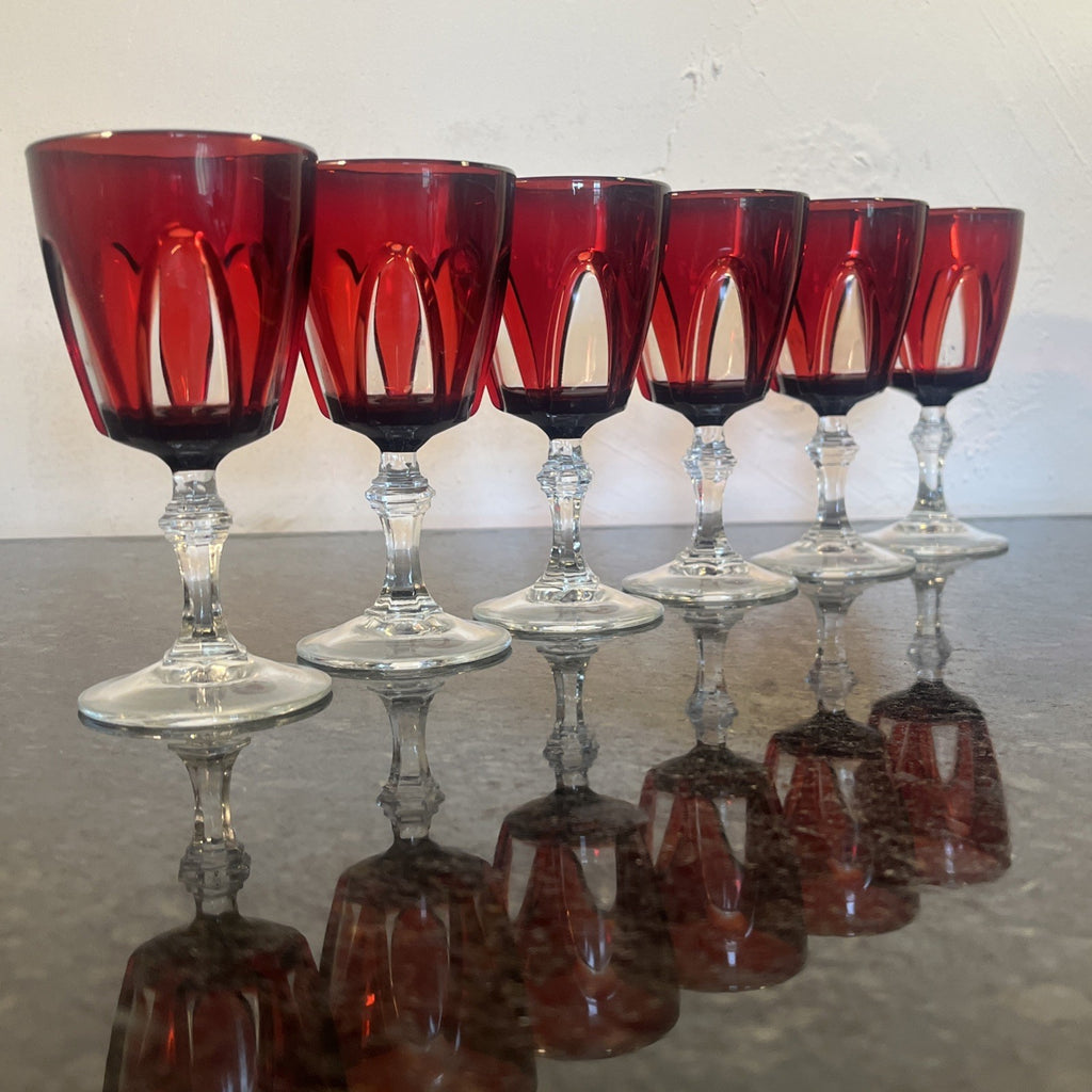 Cristal d’Arques Durand Gothic Ruby Red Wine Glasses Set Of Six