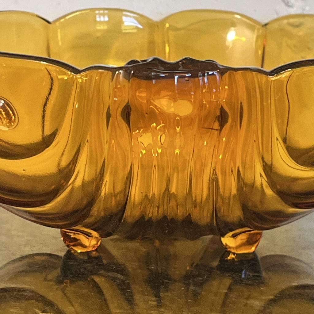 Bohemian Amber Glass Bowl Set Art Deco Czech Glass Vintage