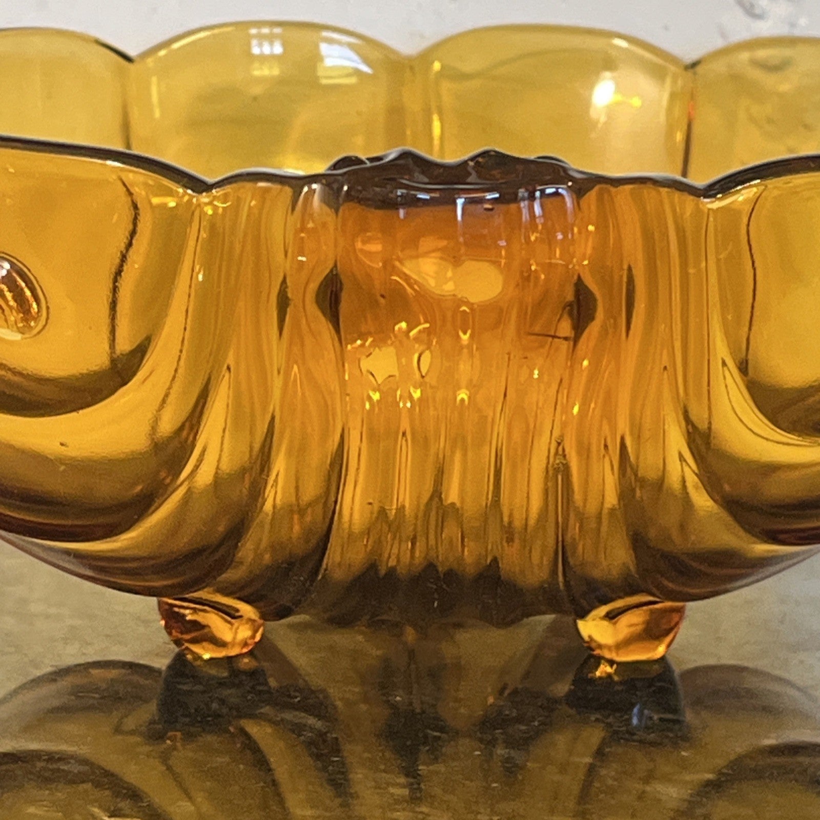 Bohemian Amber Glass Bowl Set Art Deco Czech Glass Vintage
