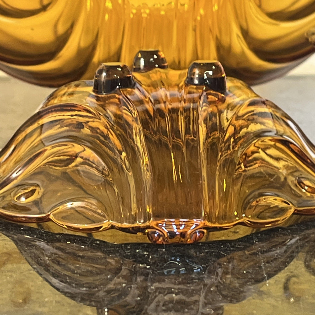 Bohemian Amber Glass Bowl Set Art Deco Czech Glass Vintage
